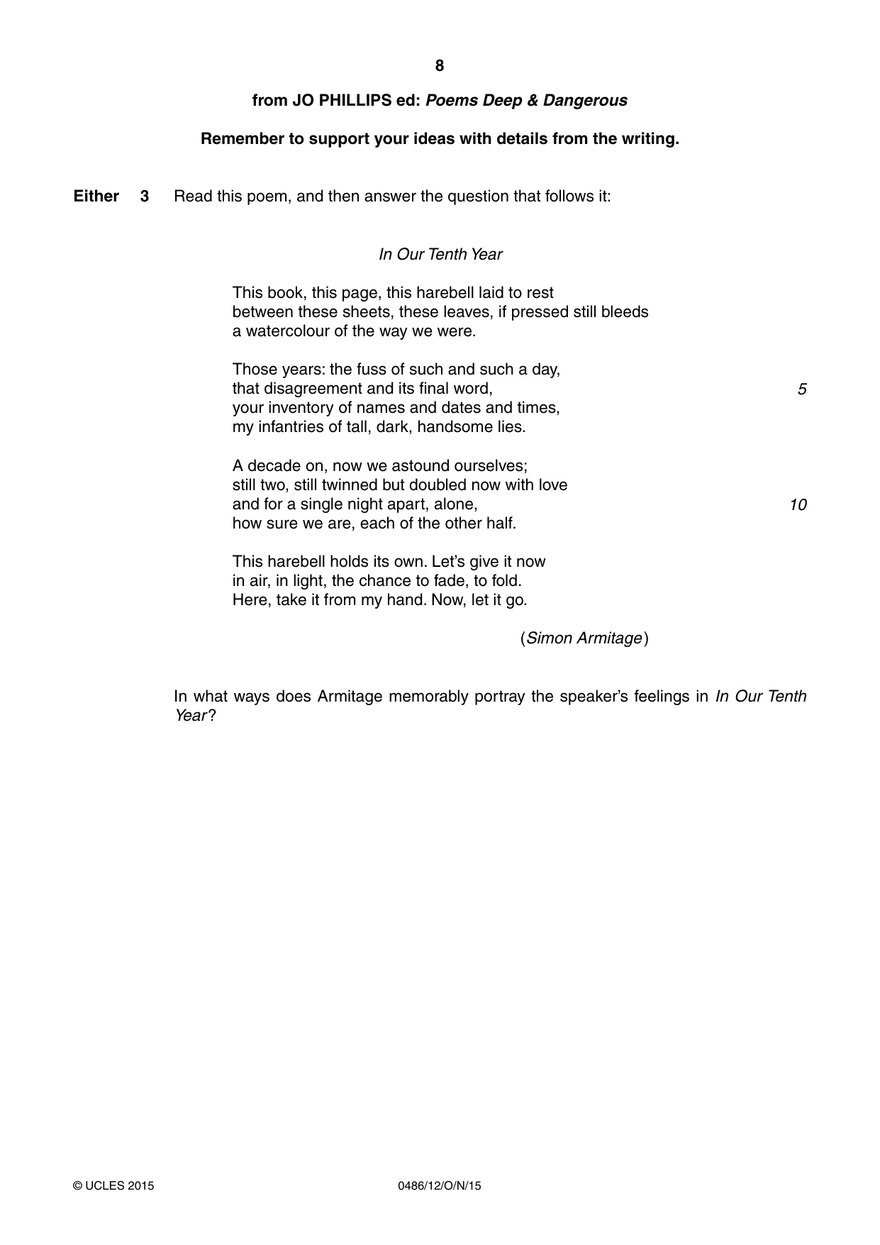Cambridge IGCSE English - Literature 0486 2015 Oct/Nov Paper 1 · Variant 2 question paper, page 8 of 28