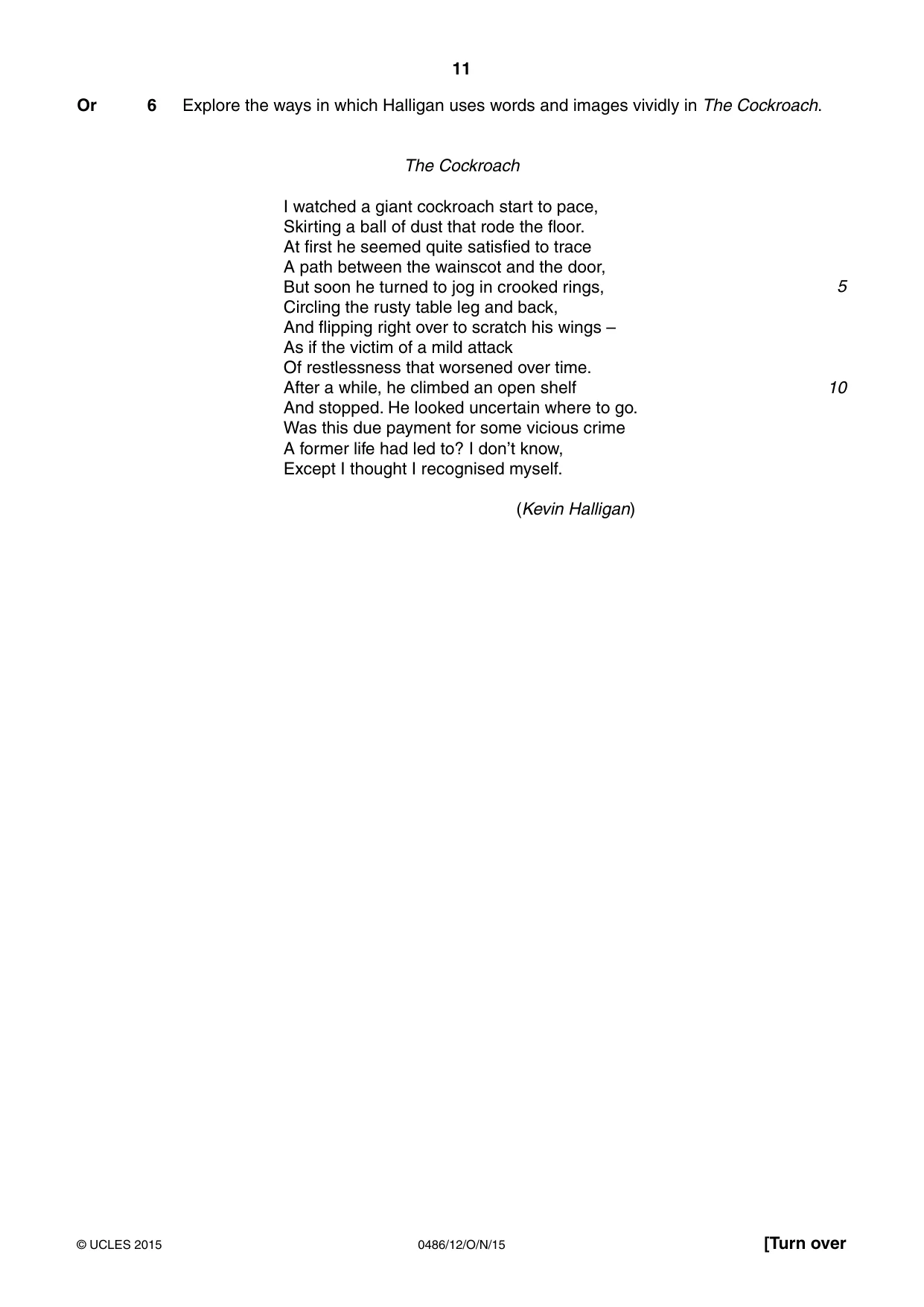 Cambridge IGCSE English - Literature 0486 2015 Oct/Nov Paper 1 · Variant 2 question paper, page 11 of 28