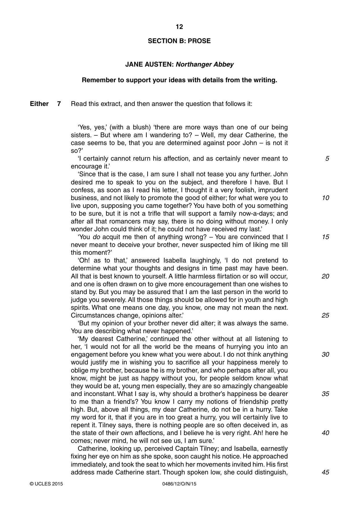 Cambridge IGCSE English - Literature 0486 2015 Oct/Nov Paper 1 · Variant 2 question paper, page 12 of 28