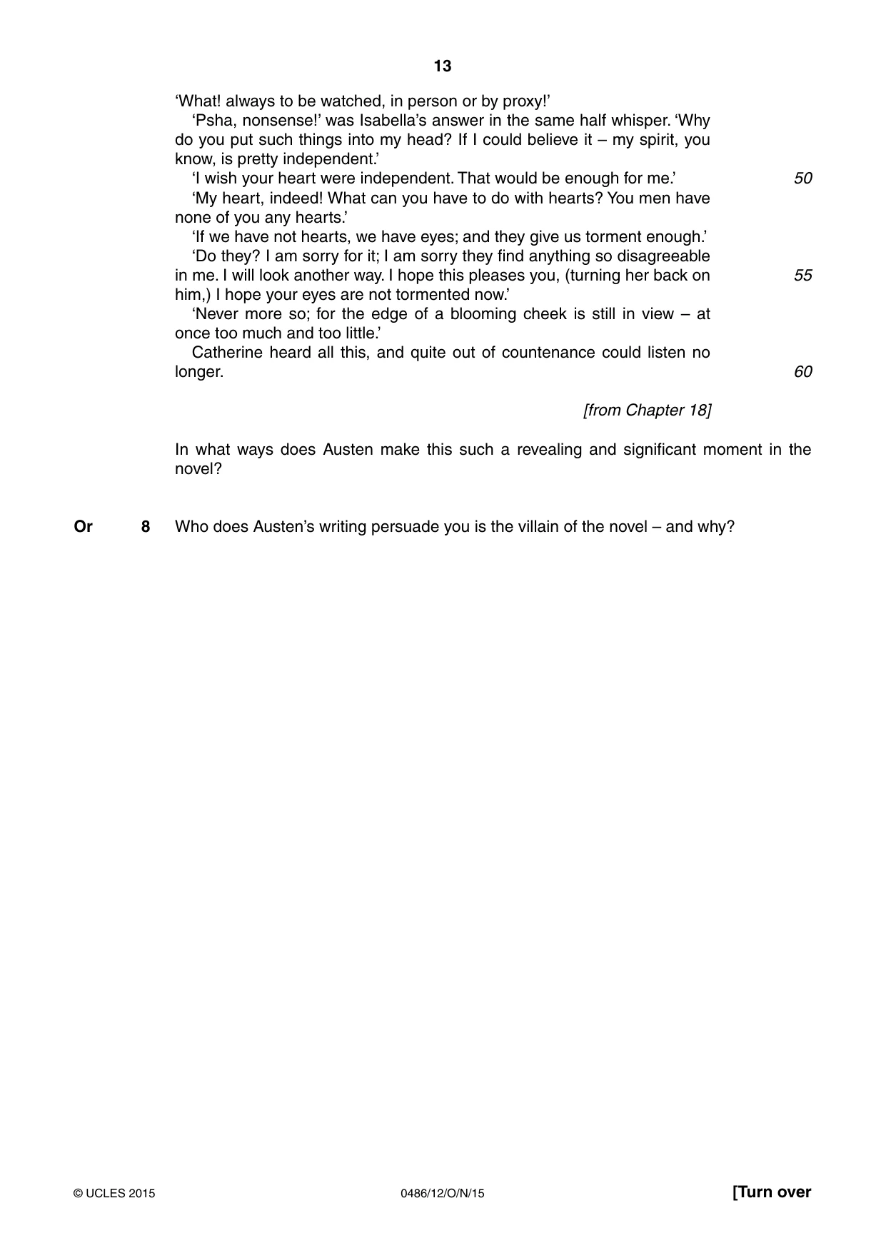 Cambridge IGCSE English - Literature 0486 2015 Oct/Nov Paper 1 · Variant 2 question paper, page 13 of 28