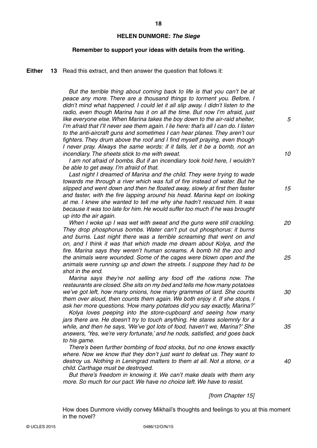 Cambridge IGCSE English - Literature 0486 2015 Oct/Nov Paper 1 · Variant 2 question paper, page 18 of 28