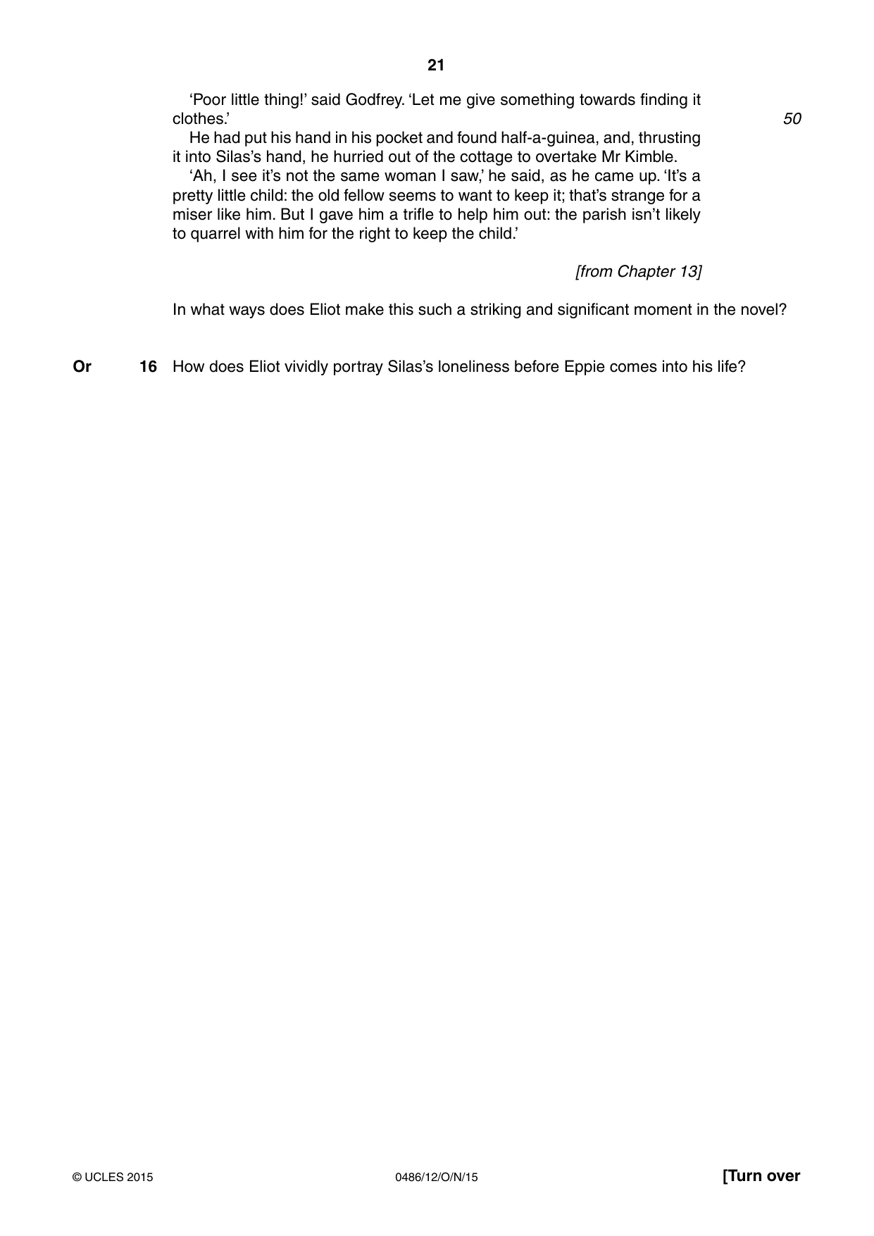 Cambridge IGCSE English - Literature 0486 2015 Oct/Nov Paper 1 · Variant 2 question paper, page 21 of 28