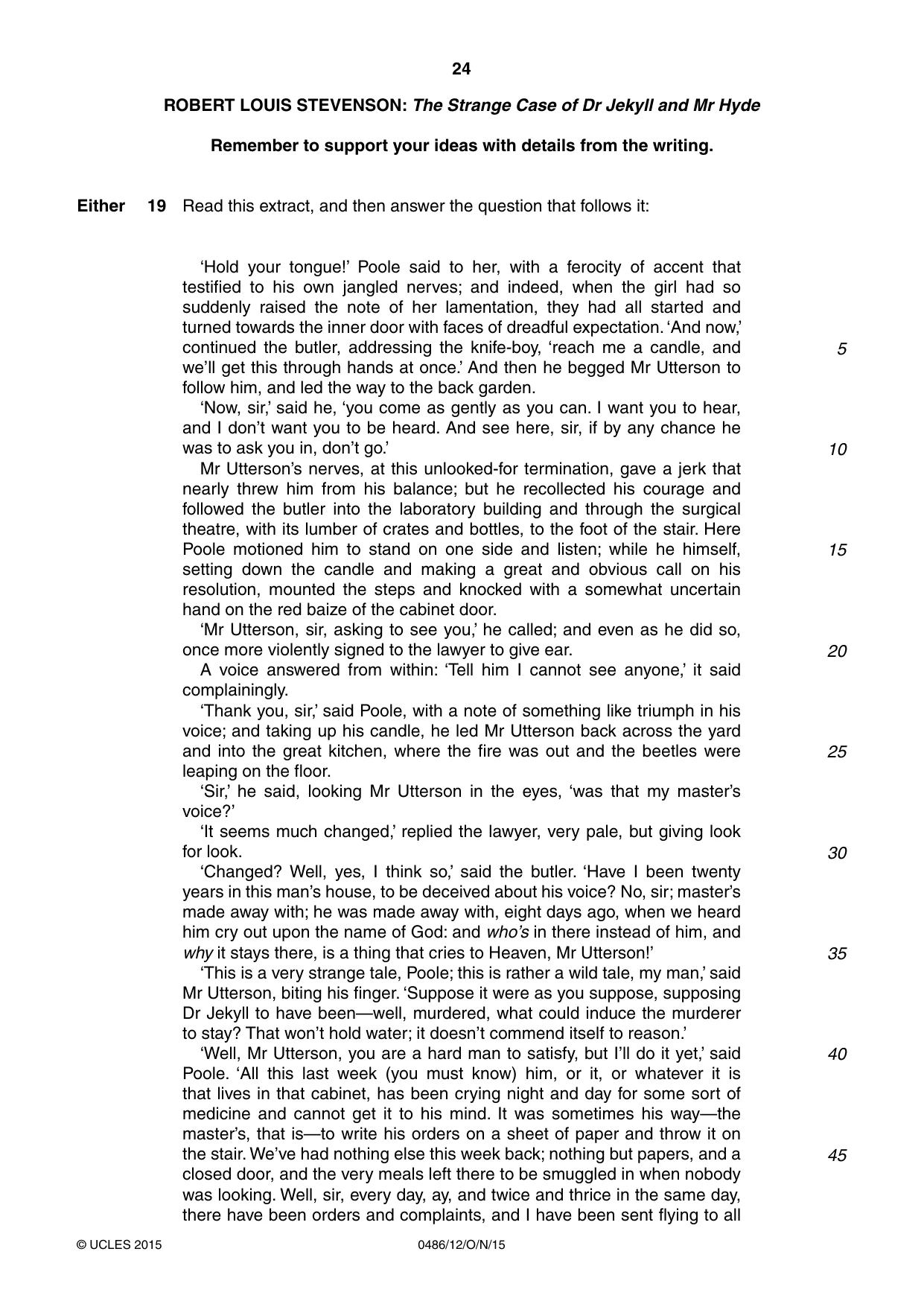Cambridge IGCSE English - Literature 0486 2015 Oct/Nov Paper 1 · Variant 2 question paper, page 24 of 28