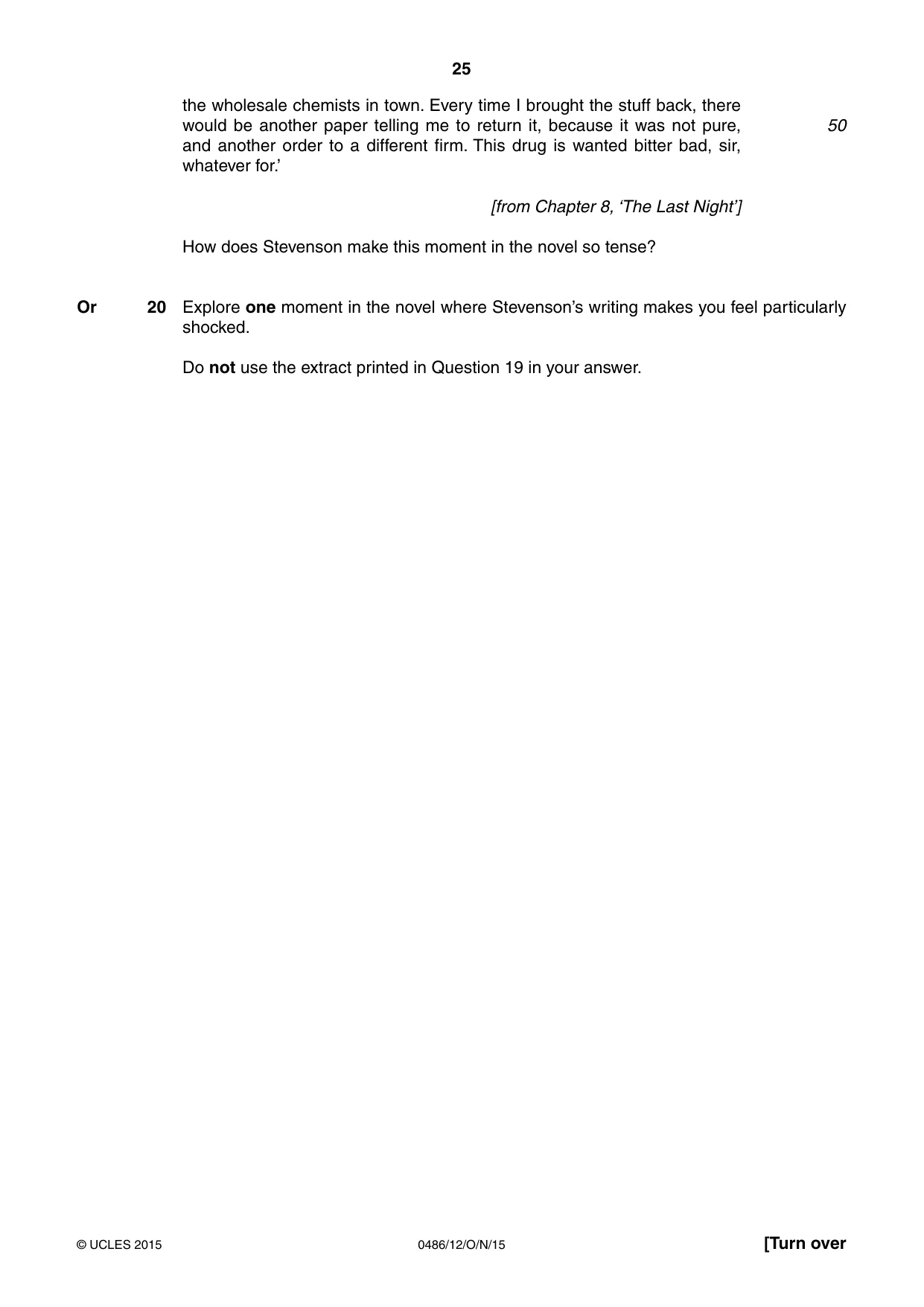 Cambridge IGCSE English - Literature 0486 2015 Oct/Nov Paper 1 · Variant 2 question paper, page 25 of 28