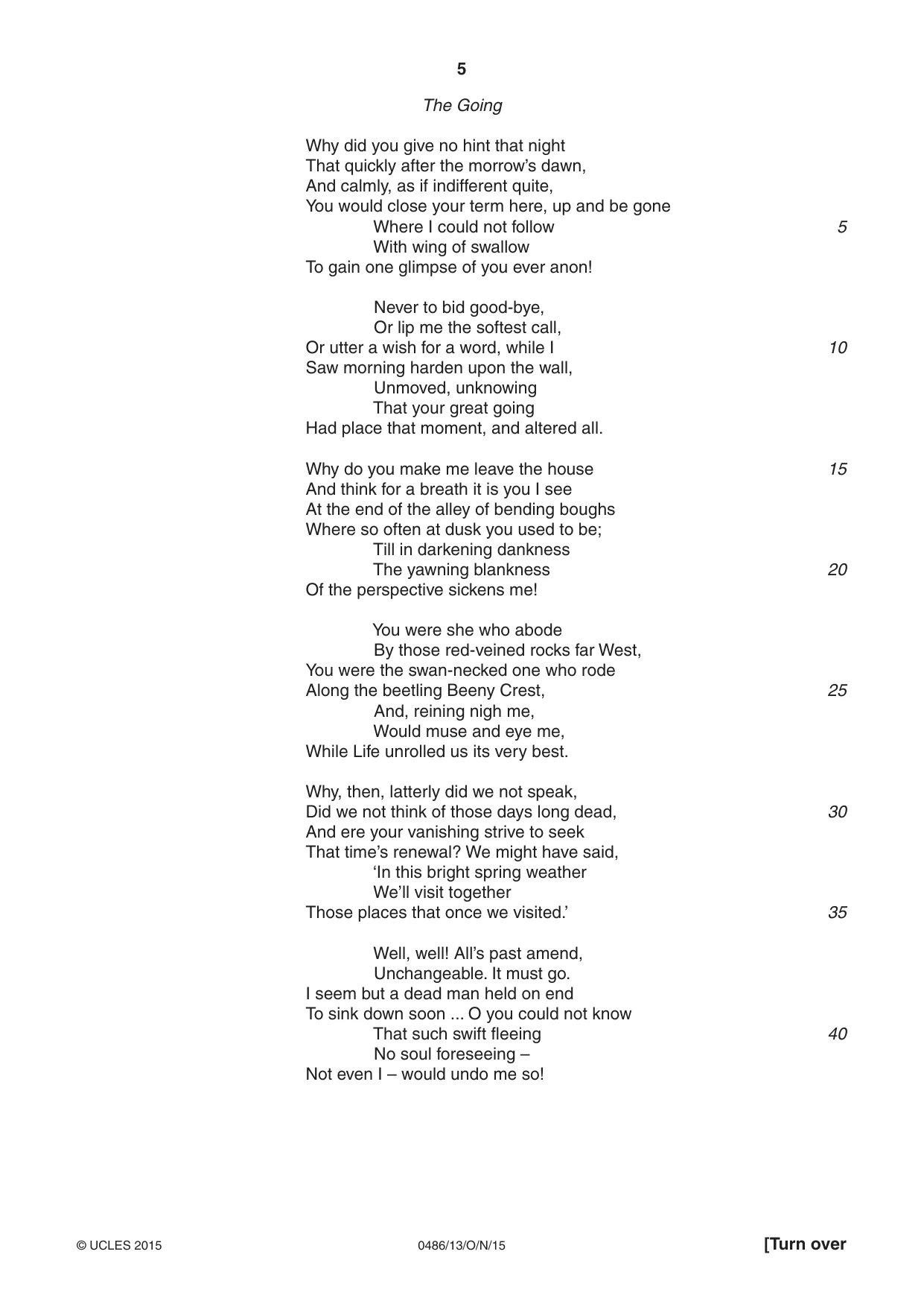 Cambridge IGCSE English - Literature 0486 2015 Oct/Nov Paper 1 · Variant 3 question paper, page 5 of 28