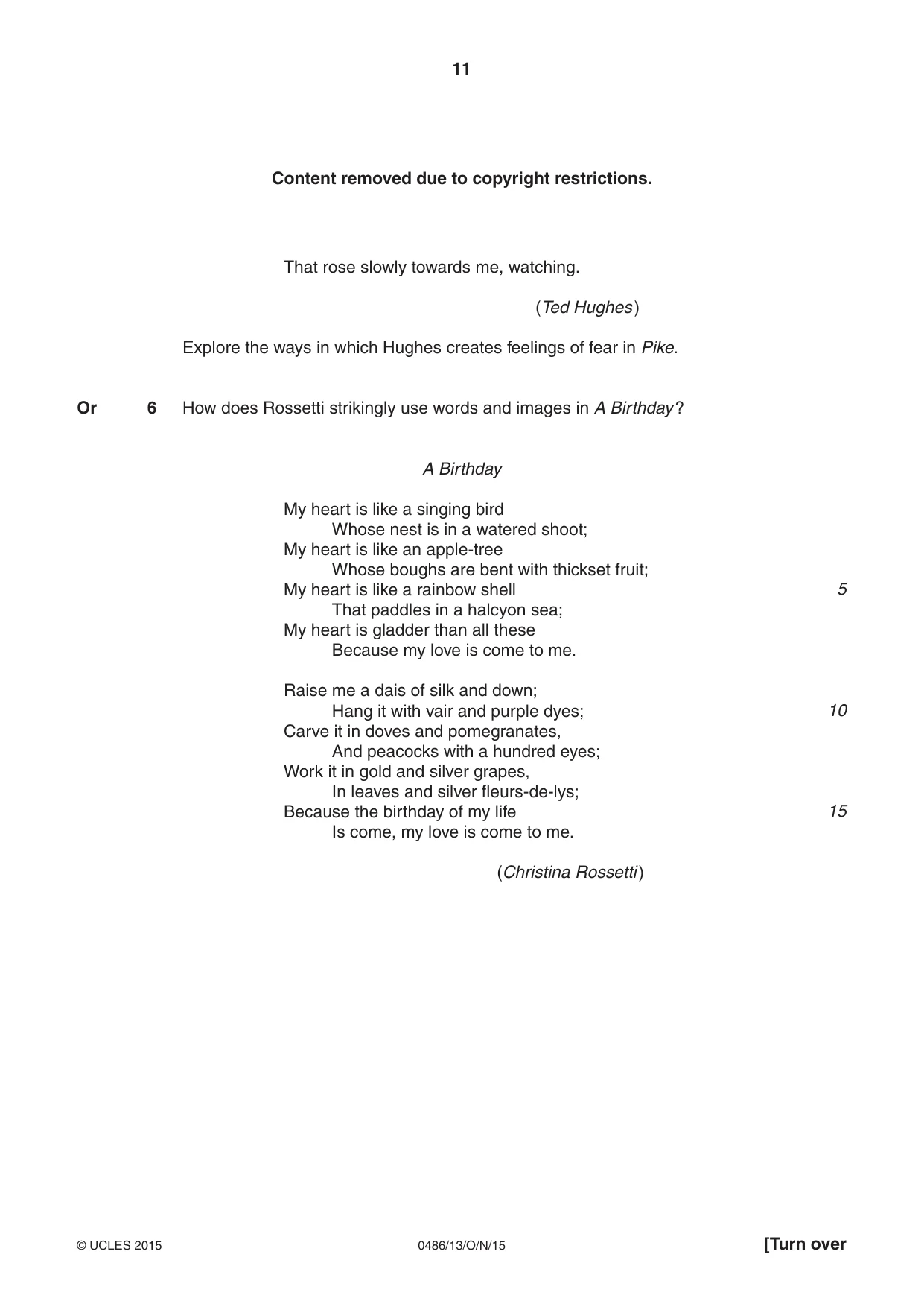 Cambridge IGCSE English - Literature 0486 2015 Oct/Nov Paper 1 · Variant 3 question paper, page 11 of 28
