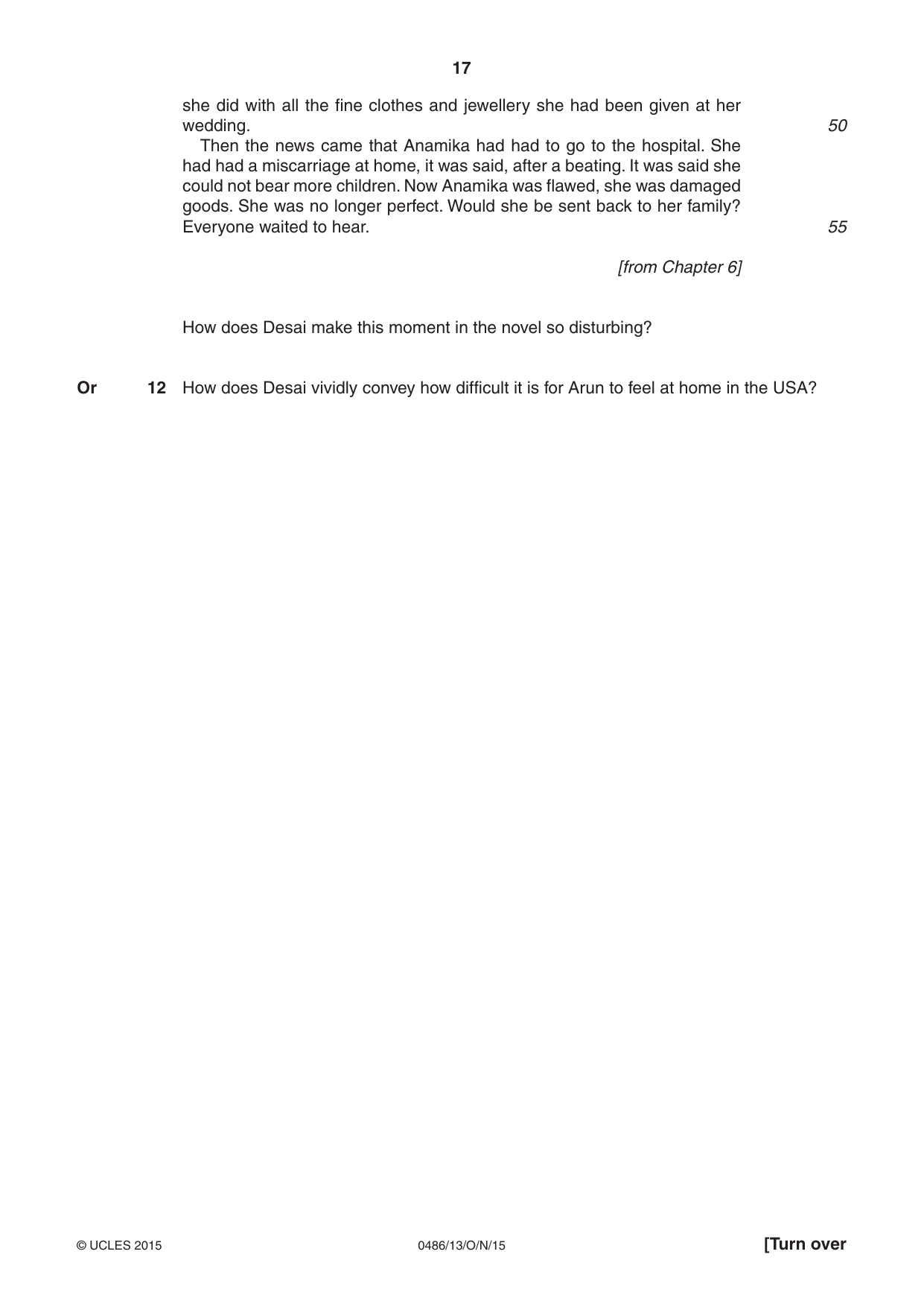 Cambridge IGCSE English - Literature 0486 2015 Oct/Nov Paper 1 · Variant 3 question paper, page 17 of 28