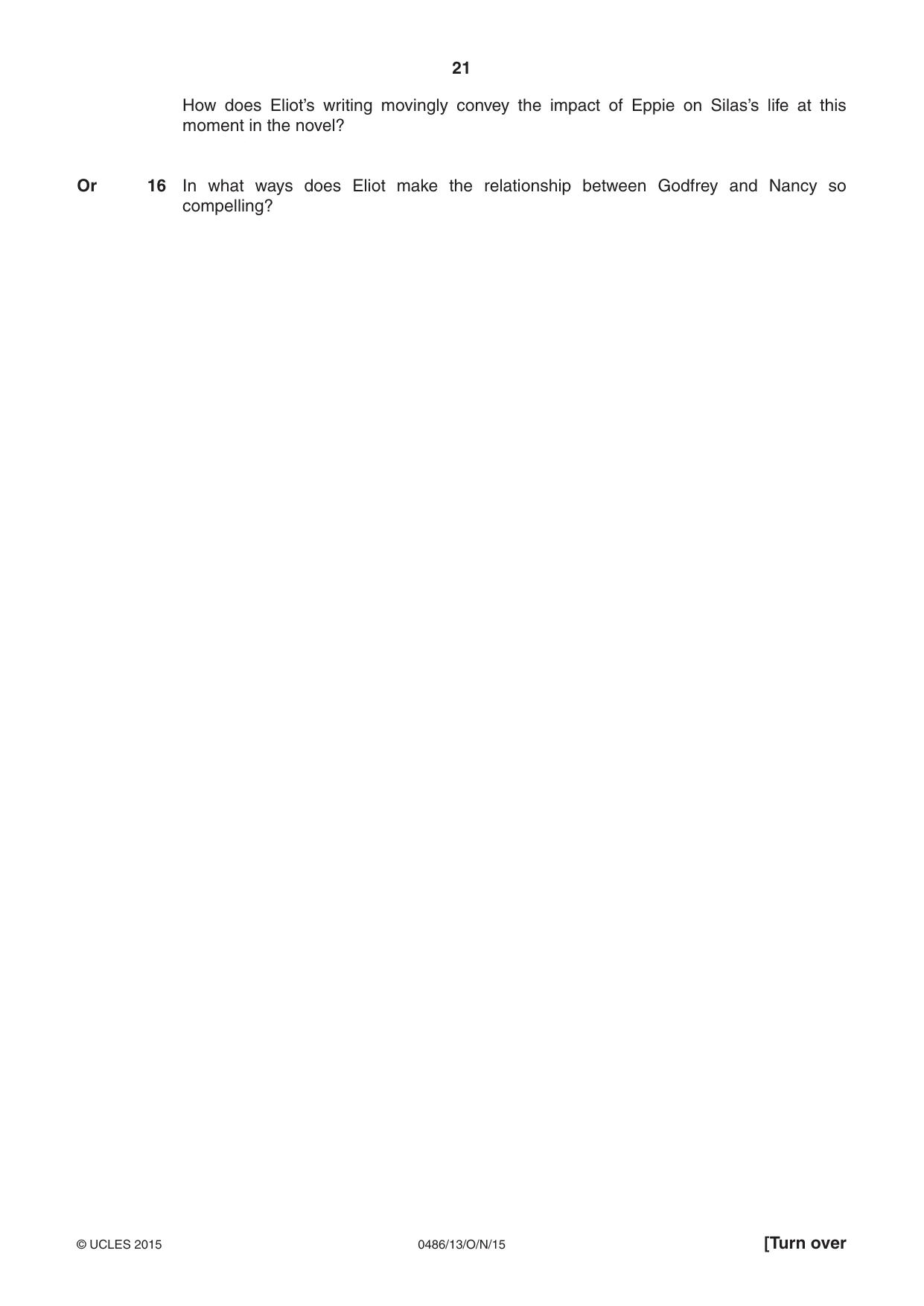 Cambridge IGCSE English - Literature 0486 2015 Oct/Nov Paper 1 · Variant 3 question paper, page 21 of 28