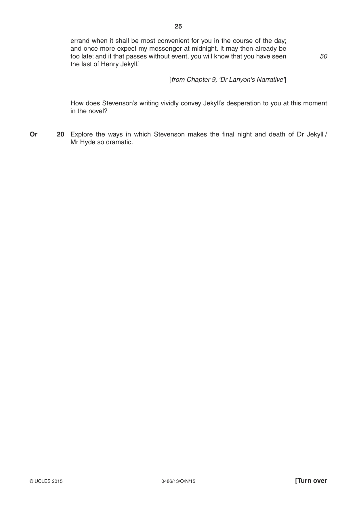 Cambridge IGCSE English - Literature 0486 2015 Oct/Nov Paper 1 · Variant 3 question paper, page 25 of 28