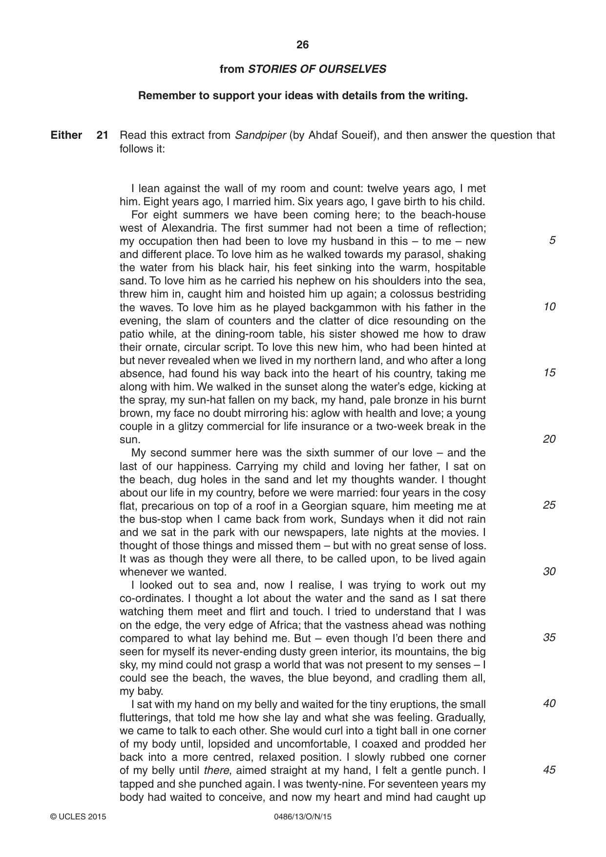Cambridge IGCSE English - Literature 0486 2015 Oct/Nov Paper 1 · Variant 3 question paper, page 26 of 28