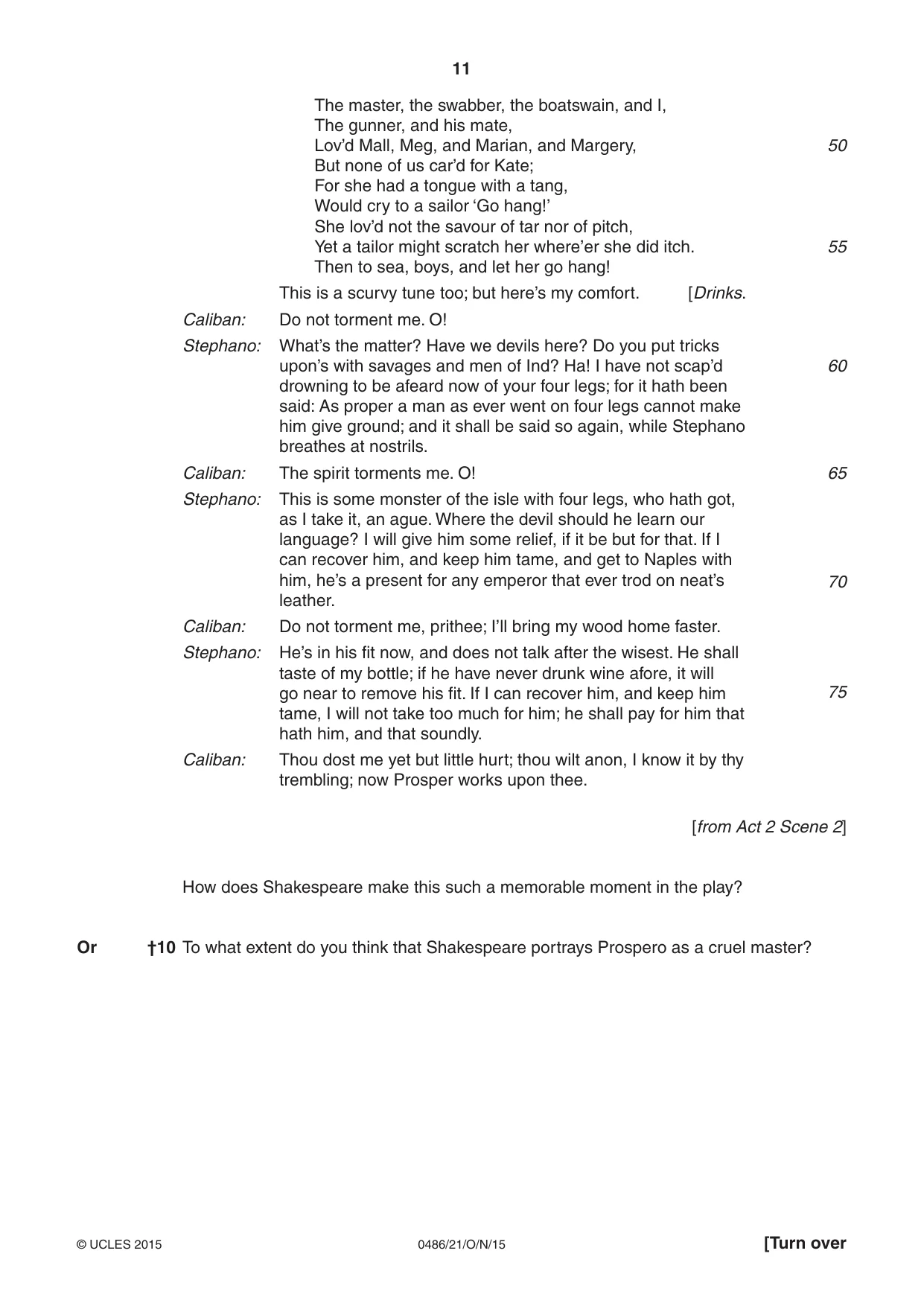 Cambridge IGCSE English - Literature 0486 2015 Oct/Nov Paper 2 · Variant 1 question paper, page 11 of 16