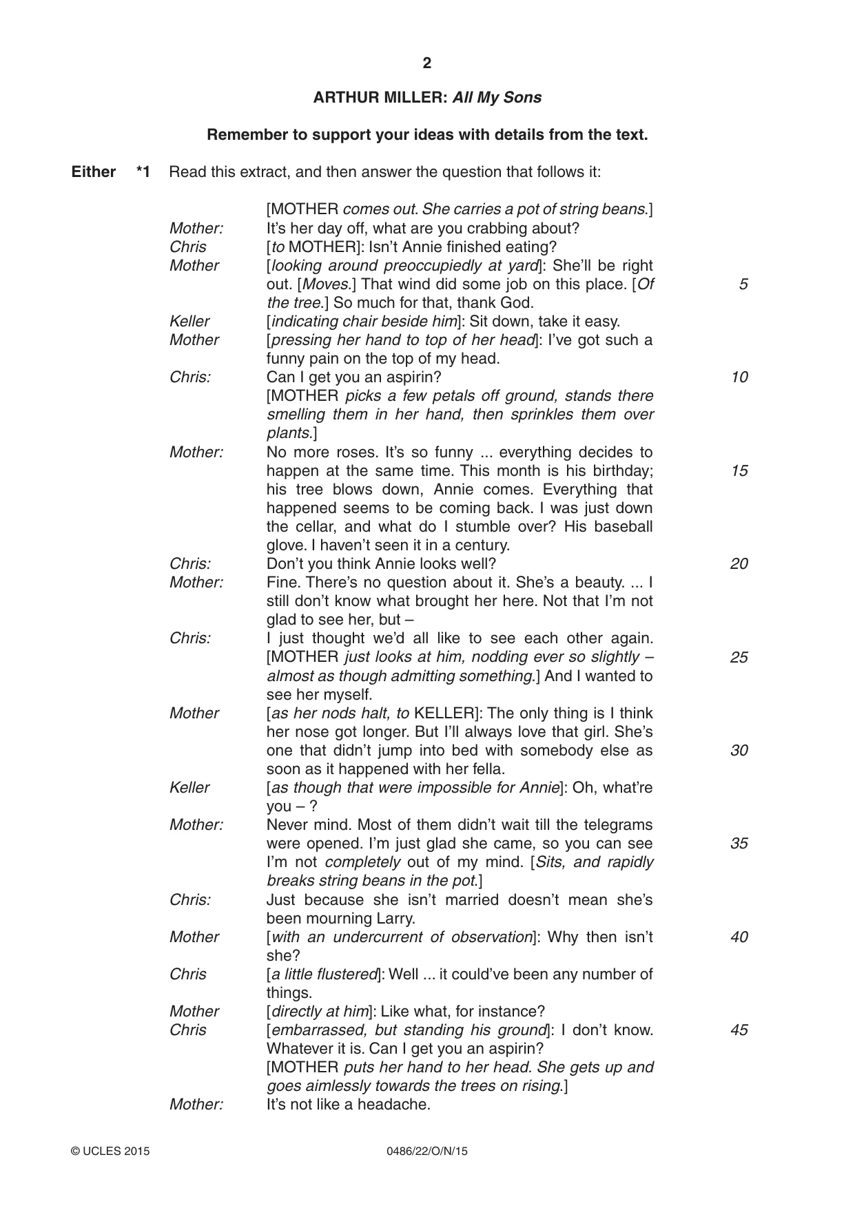 Cambridge IGCSE English - Literature 0486 2015 Oct/Nov Paper 2 · Variant 2 question paper, page 2 of 16