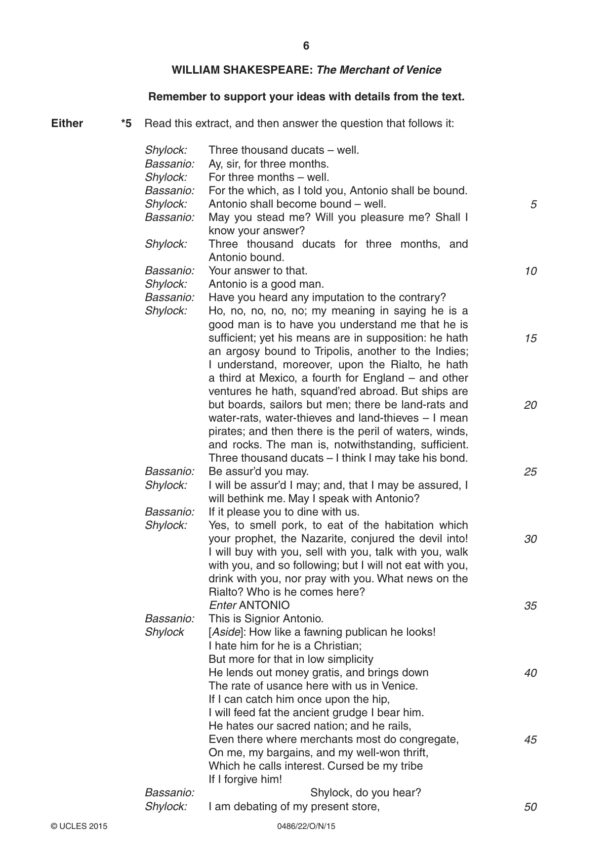 Cambridge IGCSE English - Literature 0486 2015 Oct/Nov Paper 2 · Variant 2 question paper, page 6 of 16