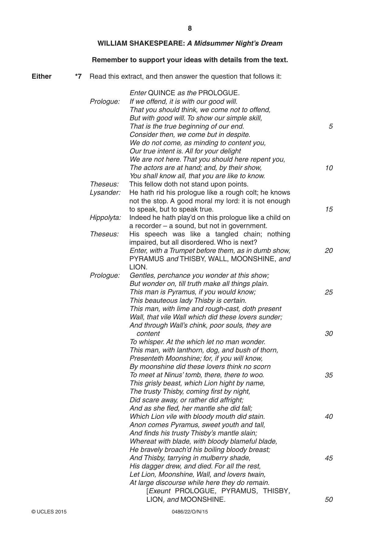 Cambridge IGCSE English - Literature 0486 2015 Oct/Nov Paper 2 · Variant 2 question paper, page 8 of 16