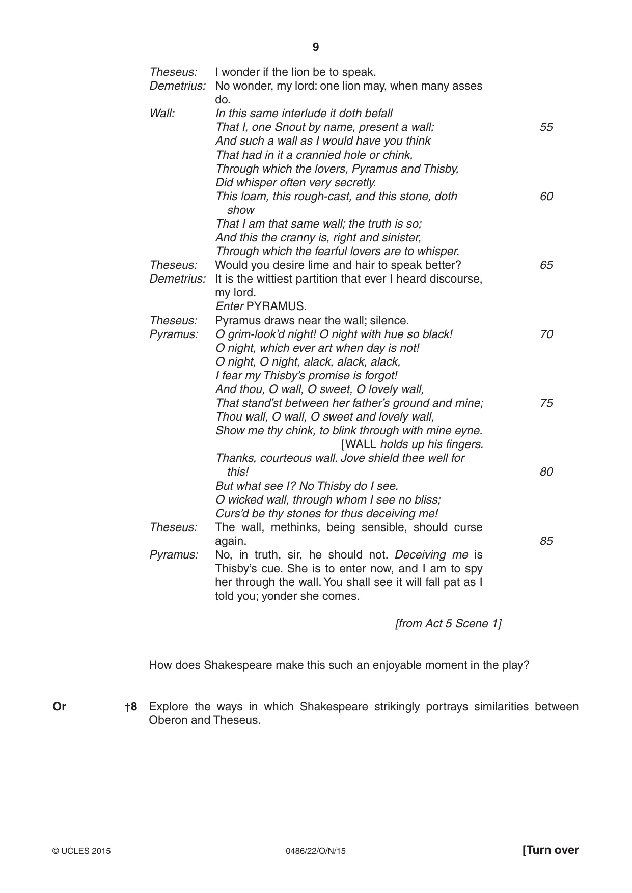 Cambridge IGCSE English - Literature 0486 2015 Oct/Nov Paper 2 · Variant 2 question paper, page 9 of 16