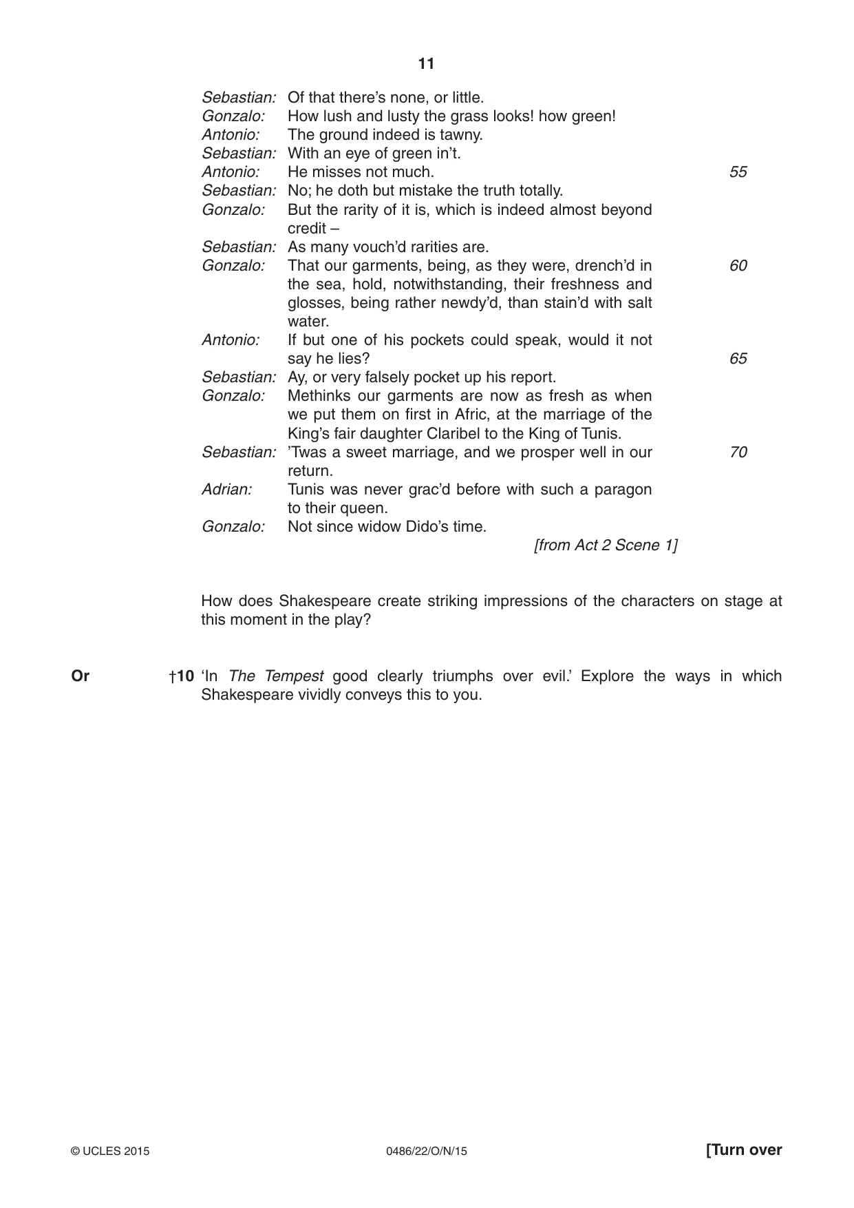 Cambridge IGCSE English - Literature 0486 2015 Oct/Nov Paper 2 · Variant 2 question paper, page 11 of 16