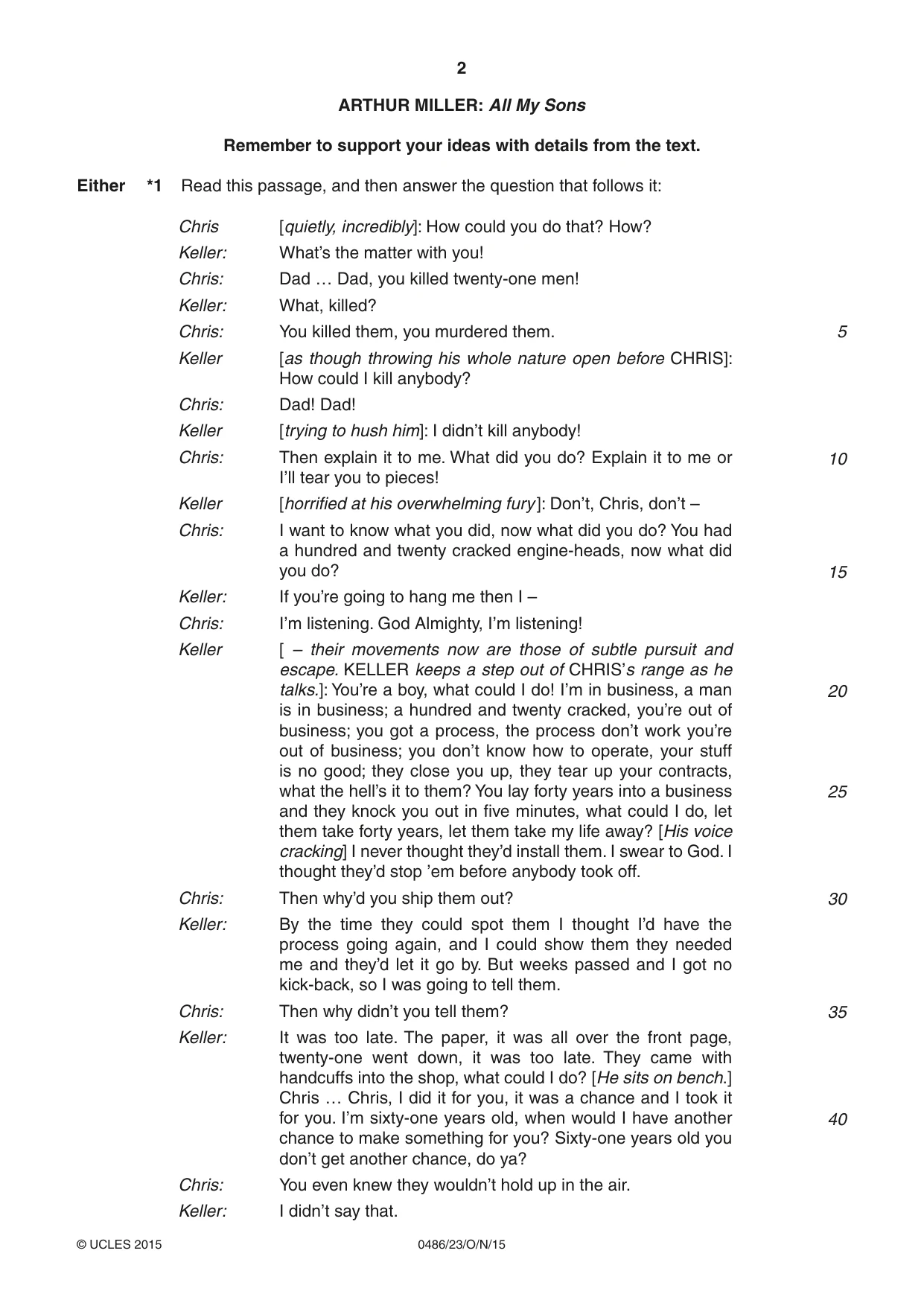 Cambridge IGCSE English - Literature 0486 2015 Oct/Nov Paper 2 · Variant 3 question paper, page 2 of 16