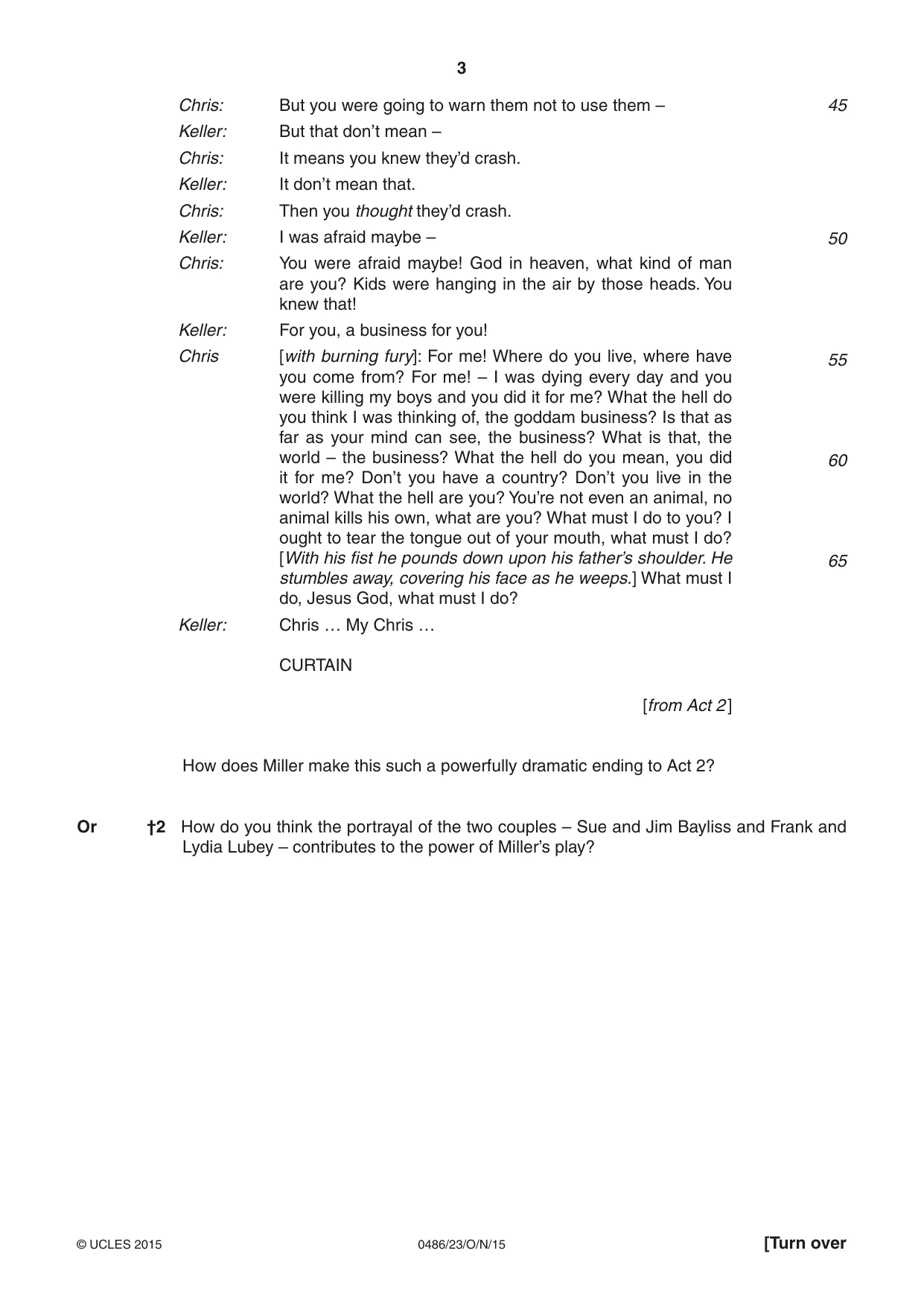 Cambridge IGCSE English - Literature 0486 2015 Oct/Nov Paper 2 · Variant 3 question paper, page 3 of 16