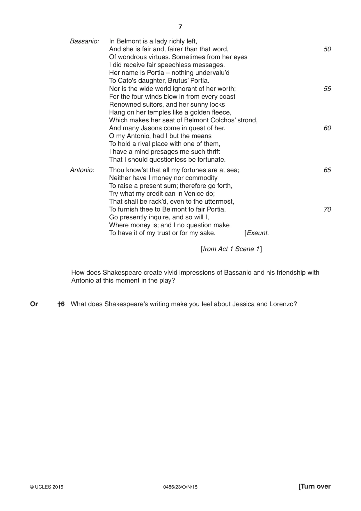 Cambridge IGCSE English - Literature 0486 2015 Oct/Nov Paper 2 · Variant 3 question paper, page 7 of 16