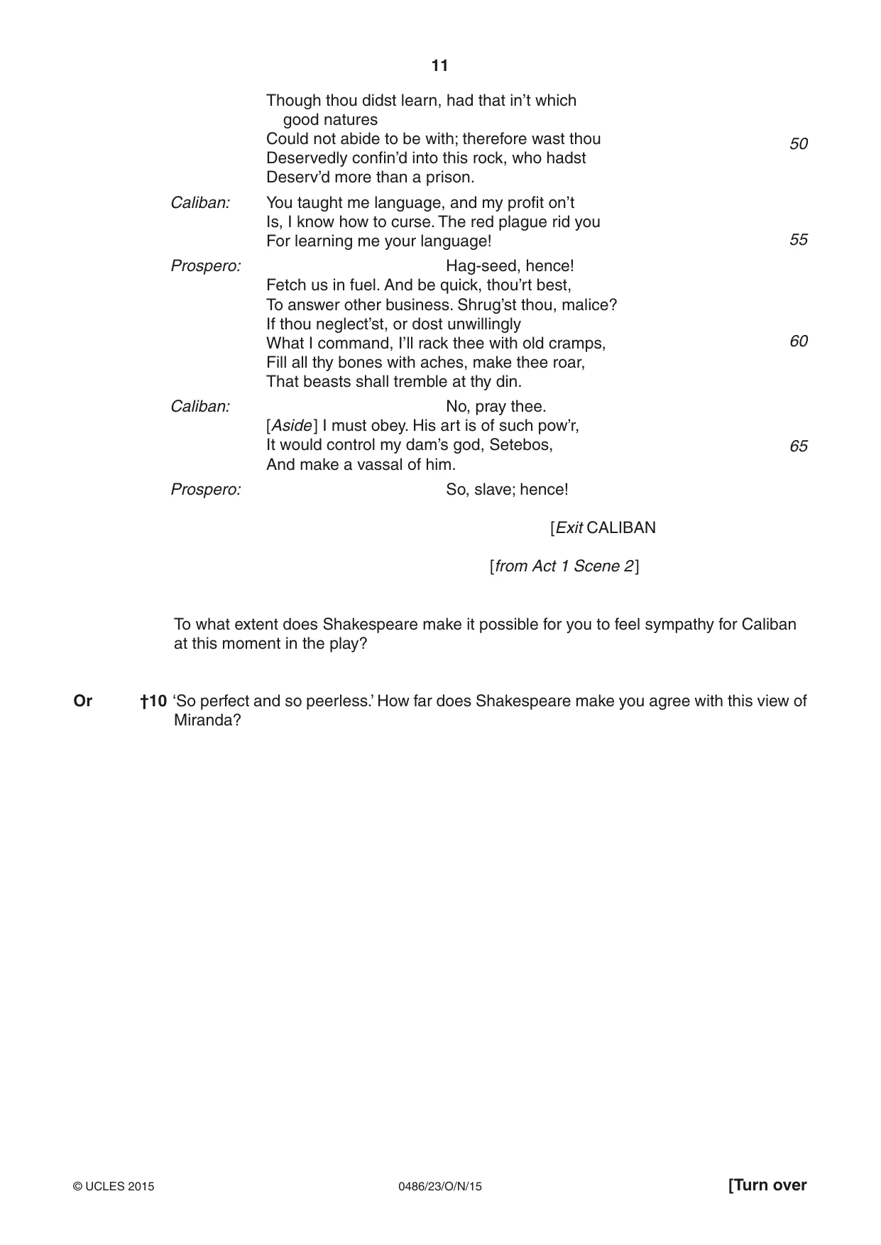 Cambridge IGCSE English - Literature 0486 2015 Oct/Nov Paper 2 · Variant 3 question paper, page 11 of 16