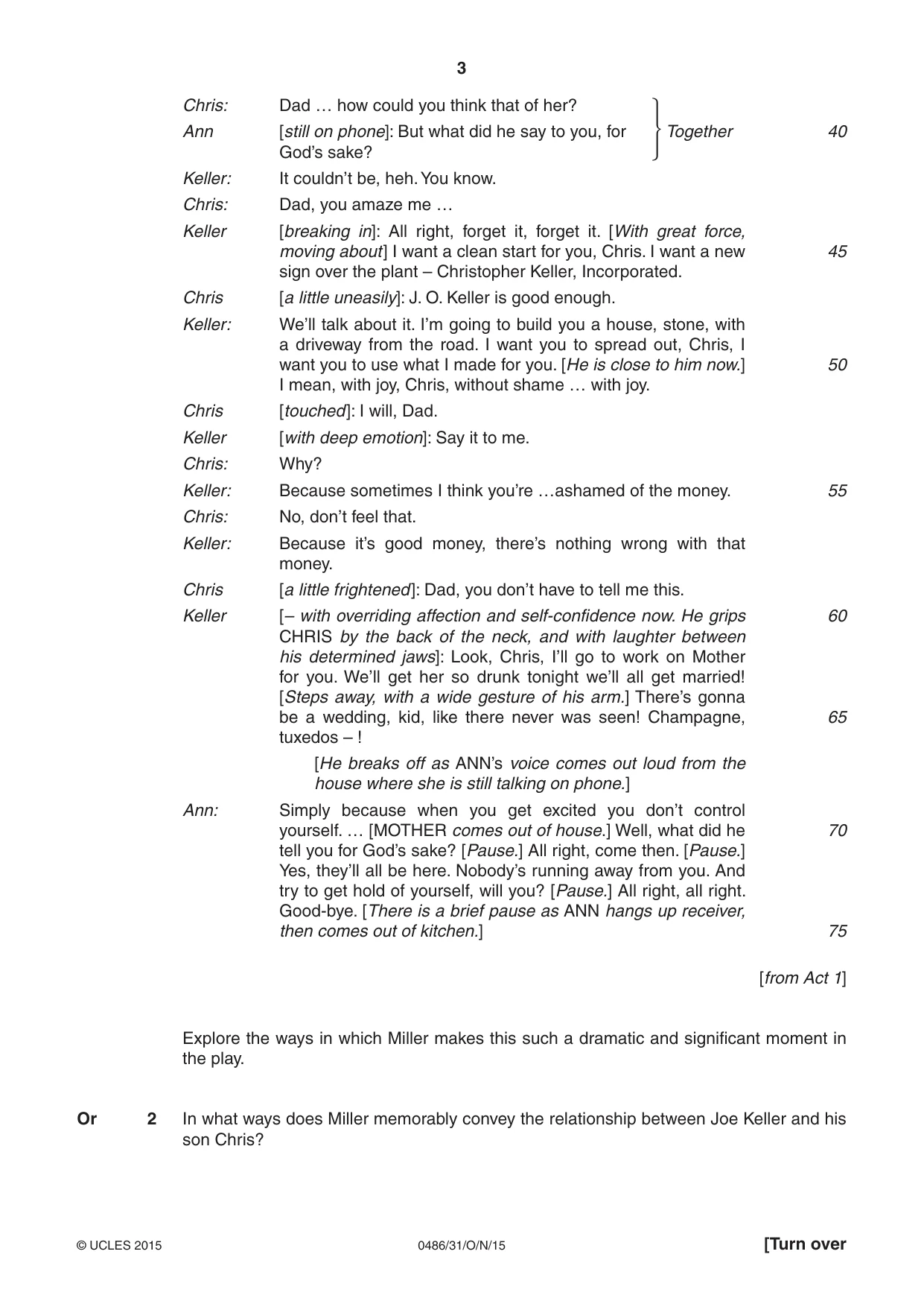 Cambridge IGCSE English - Literature 0486 2015 Oct/Nov Paper 3 · Variant 1 question paper, page 3 of 16