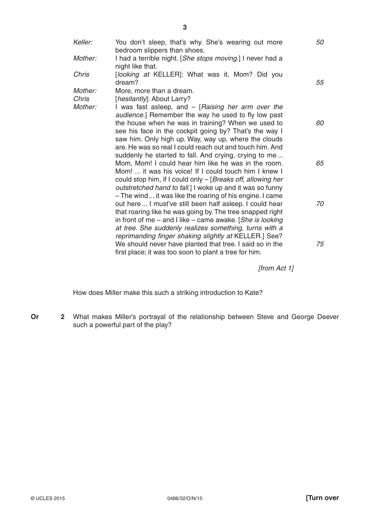 Cambridge IGCSE English - Literature 0486 2015 Oct/Nov Paper 3 · Variant 2 question paper, page 3 of 16