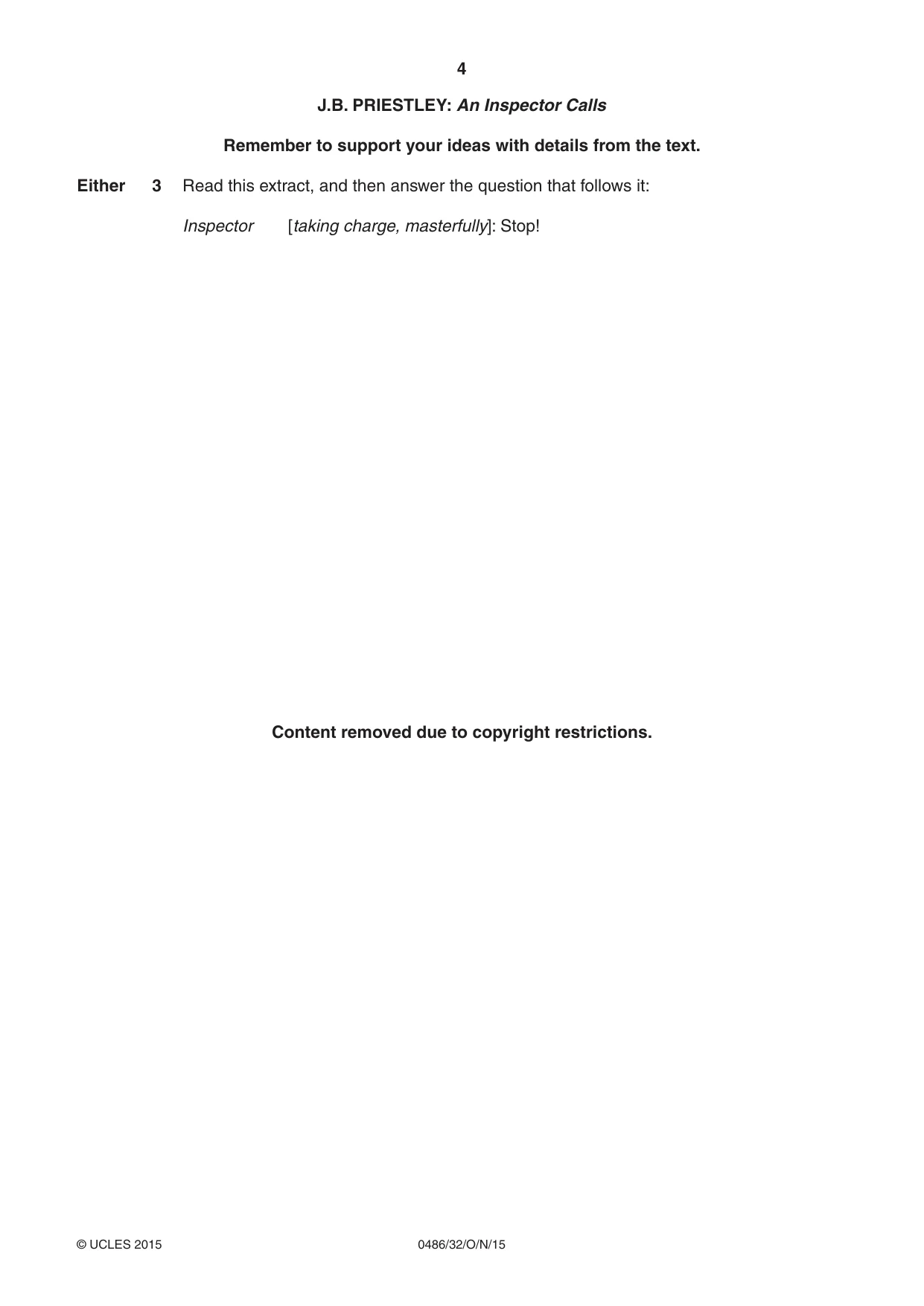 Cambridge IGCSE English - Literature 0486 2015 Oct/Nov Paper 3 · Variant 2 question paper, page 4 of 16