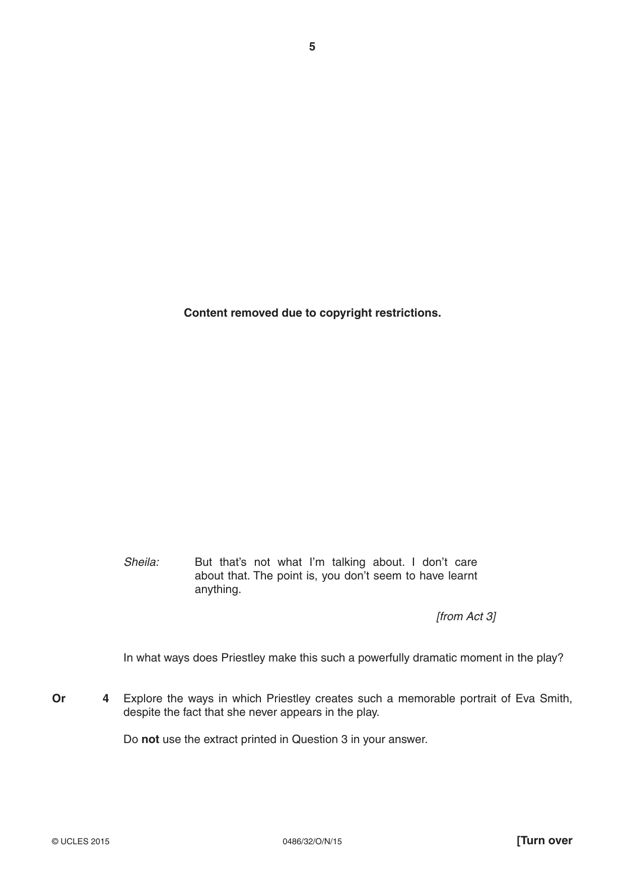 Cambridge IGCSE English - Literature 0486 2015 Oct/Nov Paper 3 · Variant 2 question paper, page 5 of 16