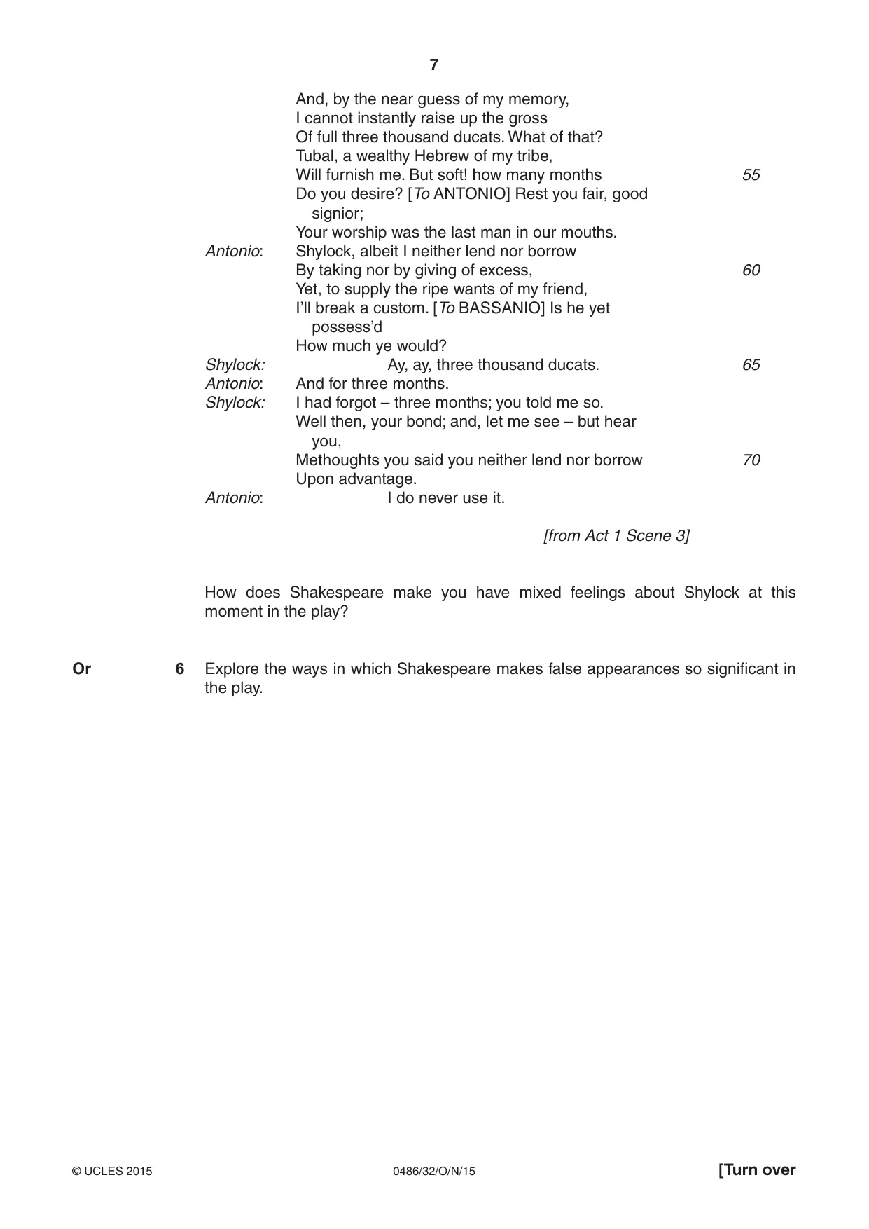 Cambridge IGCSE English - Literature 0486 2015 Oct/Nov Paper 3 · Variant 2 question paper, page 7 of 16