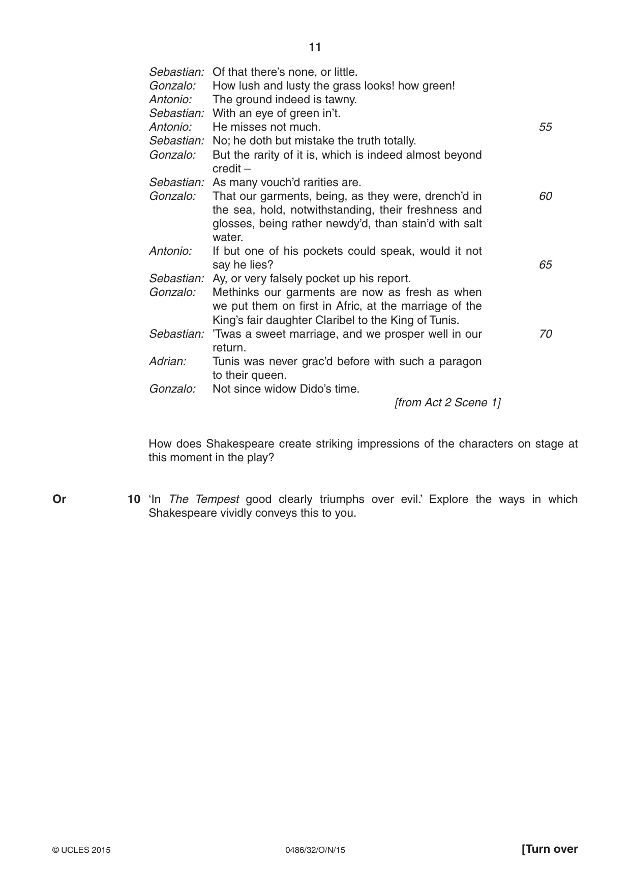 Cambridge IGCSE English - Literature 0486 2015 Oct/Nov Paper 3 · Variant 2 question paper, page 11 of 16