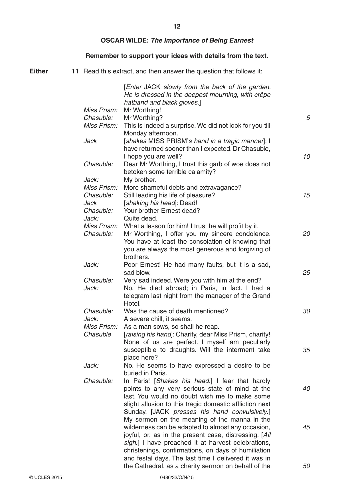 Cambridge IGCSE English - Literature 0486 2015 Oct/Nov Paper 3 · Variant 2 question paper, page 12 of 16