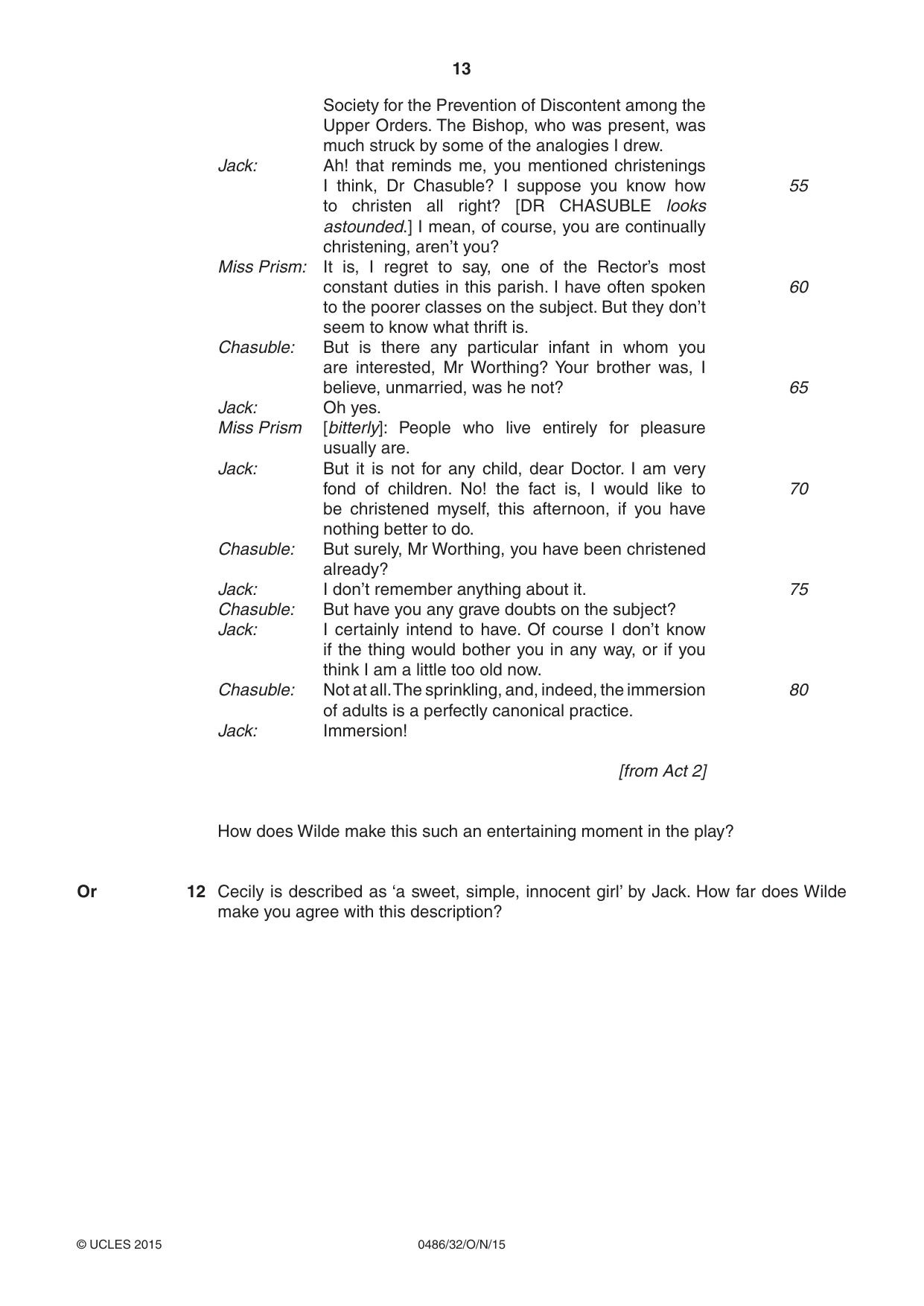 Cambridge IGCSE English - Literature 0486 2015 Oct/Nov Paper 3 · Variant 2 question paper, page 13 of 16