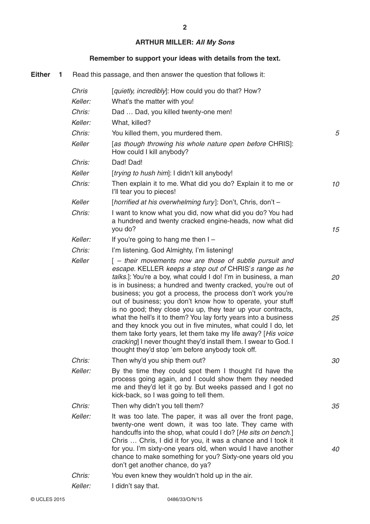Cambridge IGCSE English - Literature 0486 2015 Oct/Nov Paper 3 · Variant 3 question paper, page 2 of 16