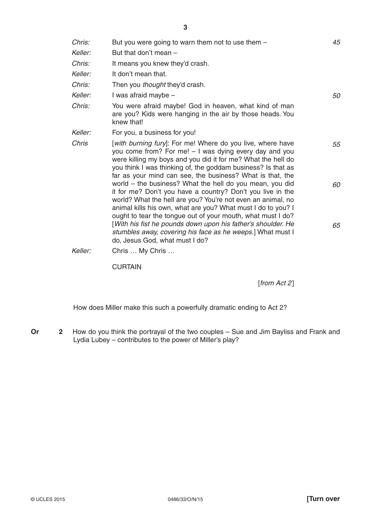 Cambridge IGCSE English - Literature 0486 2015 Oct/Nov Paper 3 · Variant 3 question paper, page 3 of 16