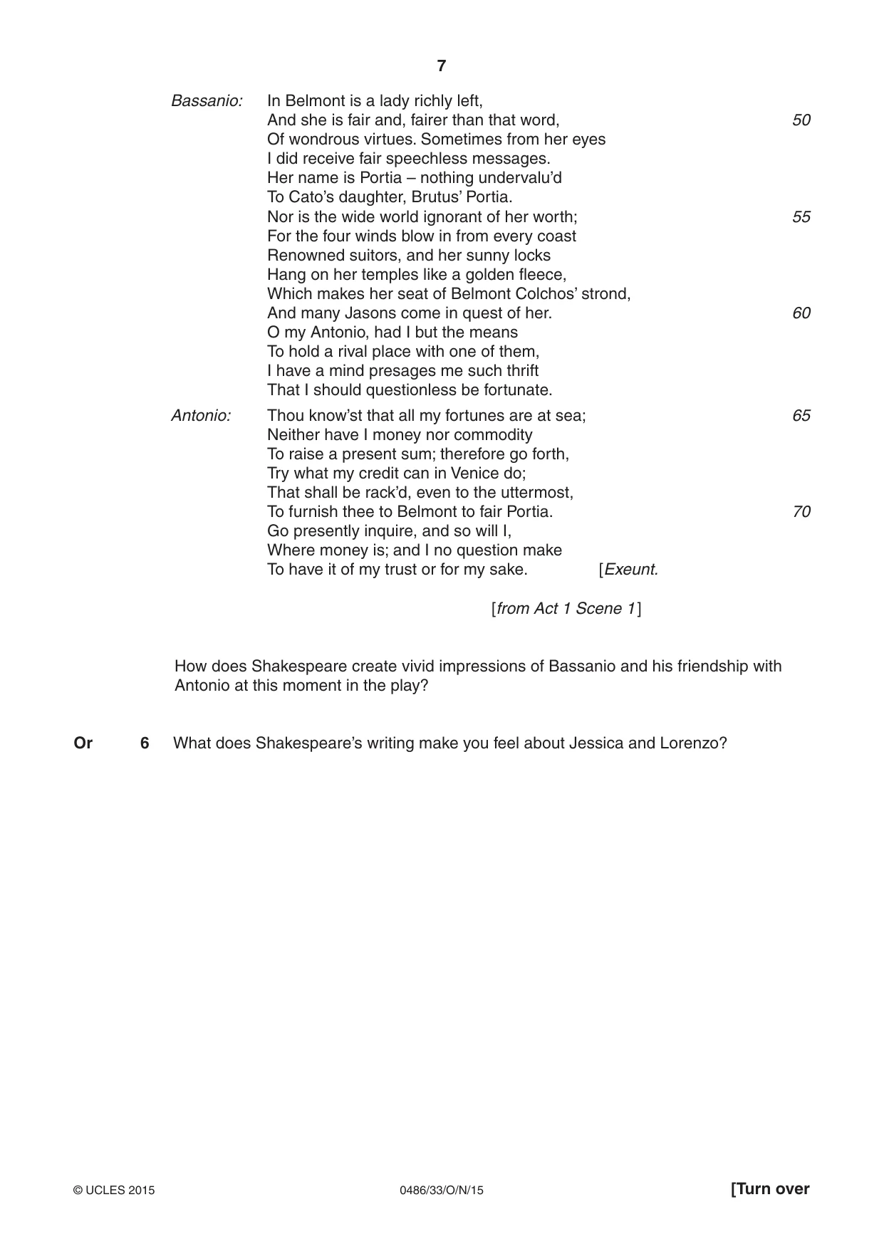 Cambridge IGCSE English - Literature 0486 2015 Oct/Nov Paper 3 · Variant 3 question paper, page 7 of 16