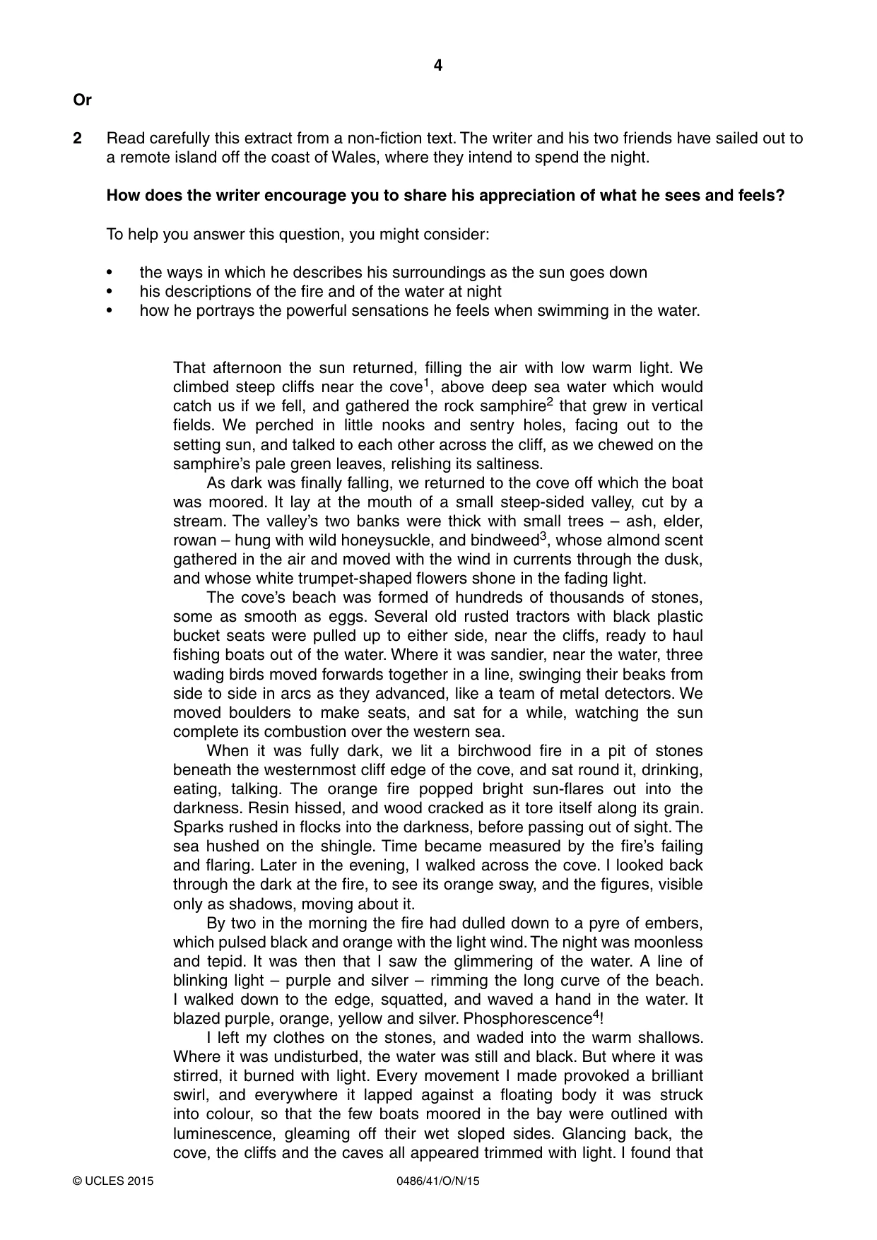 Cambridge IGCSE English - Literature 0486 2015 Oct/Nov Paper 4 · Variant 1 question paper, page 4 of 8