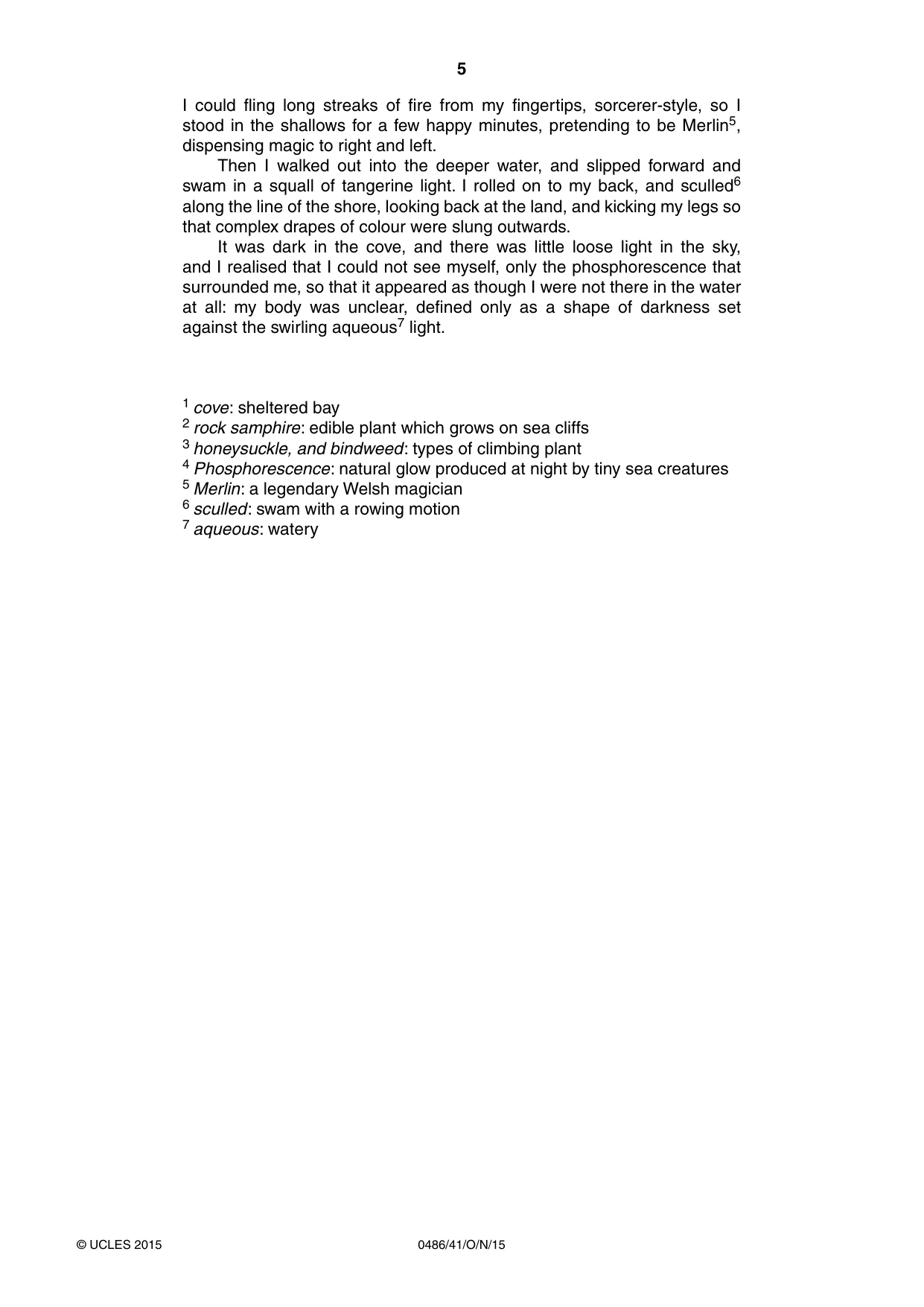 Cambridge IGCSE English - Literature 0486 2015 Oct/Nov Paper 4 · Variant 1 question paper, page 5 of 8
