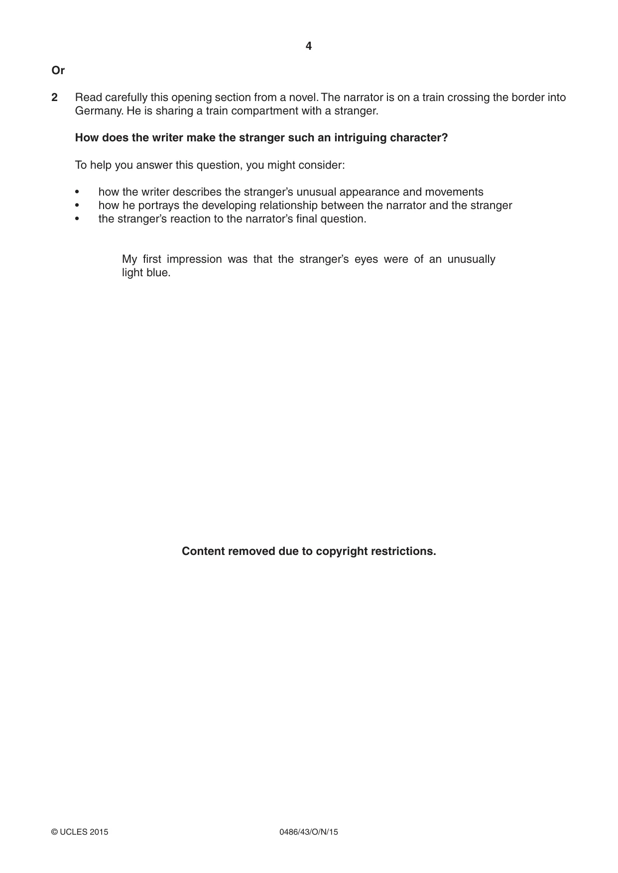 Cambridge IGCSE English - Literature 0486 2015 Oct/Nov Paper 4 · Variant 3 question paper, page 4 of 8