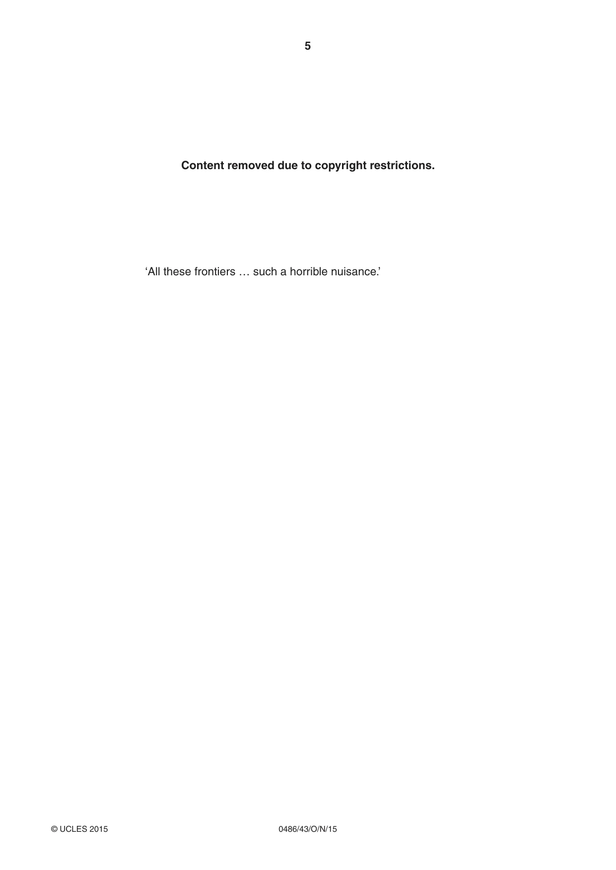 Cambridge IGCSE English - Literature 0486 2015 Oct/Nov Paper 4 · Variant 3 question paper, page 5 of 8