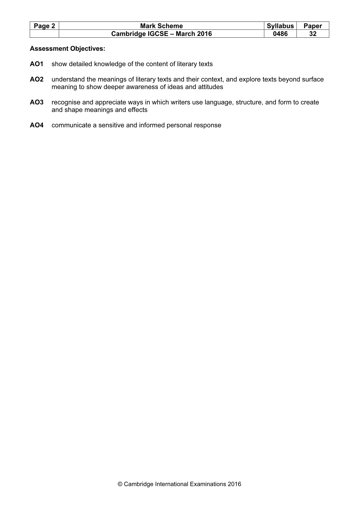Mark scheme, page 2 of 3