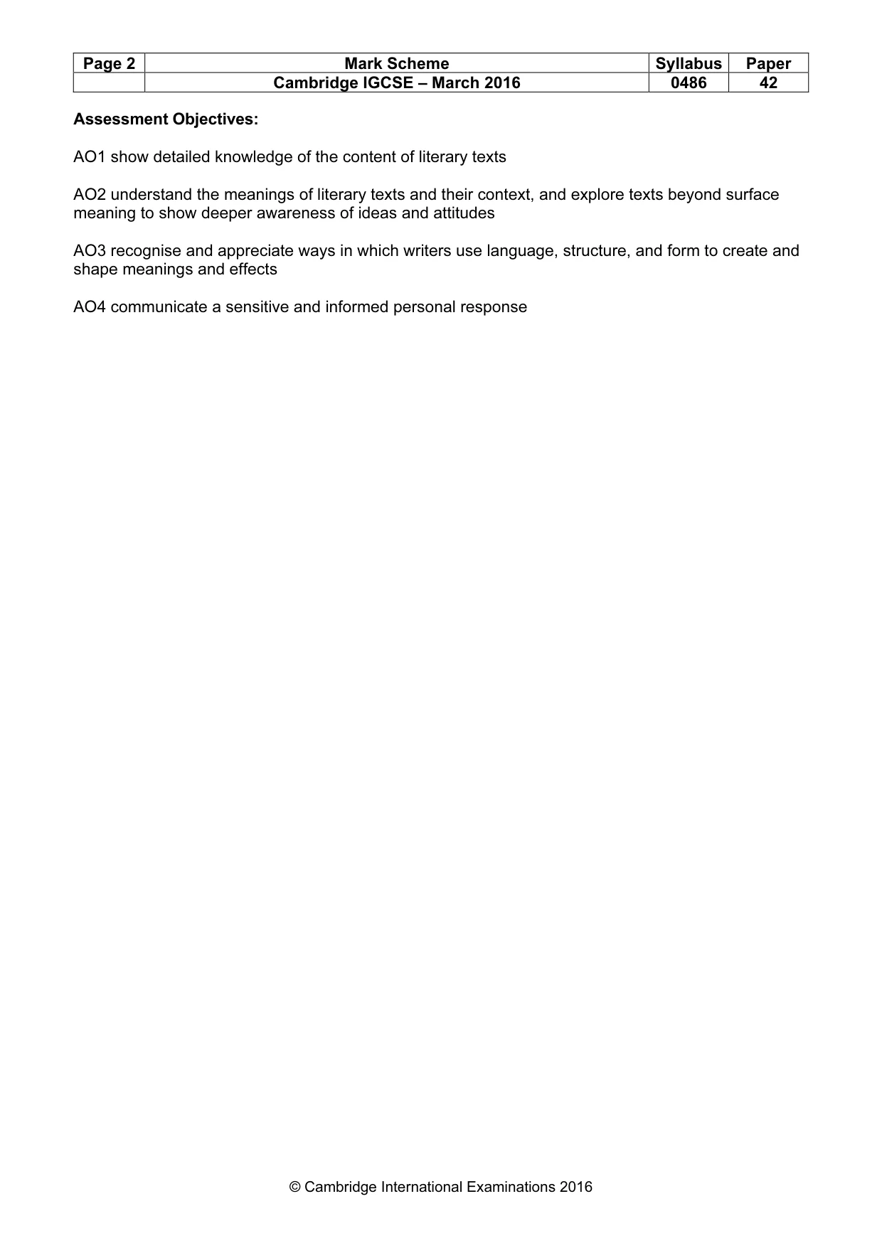 Mark scheme, page 2 of 3
