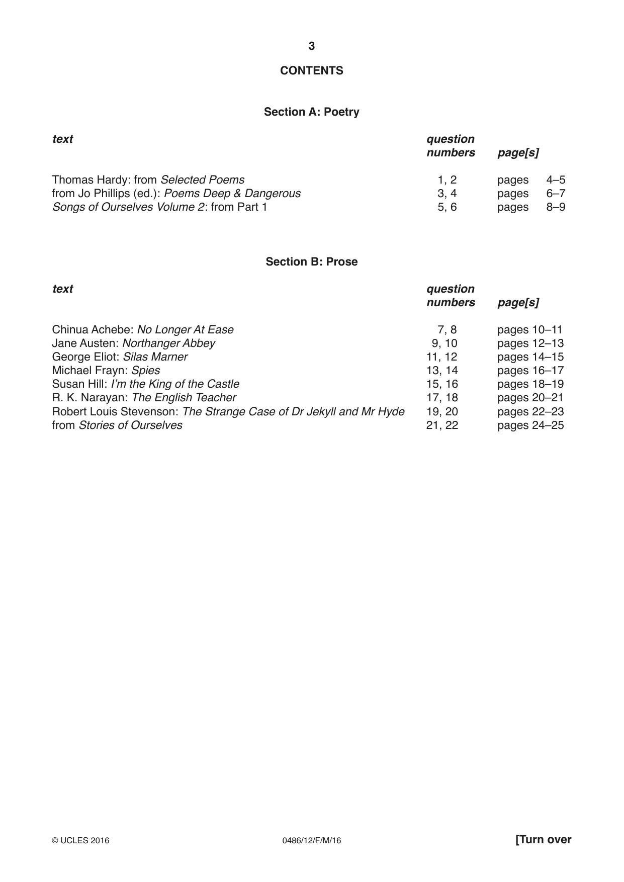 Cambridge IGCSE English - Literature 0486 2016 Feb/March Paper 1 · Variant 2 question paper, page 3 of 28
