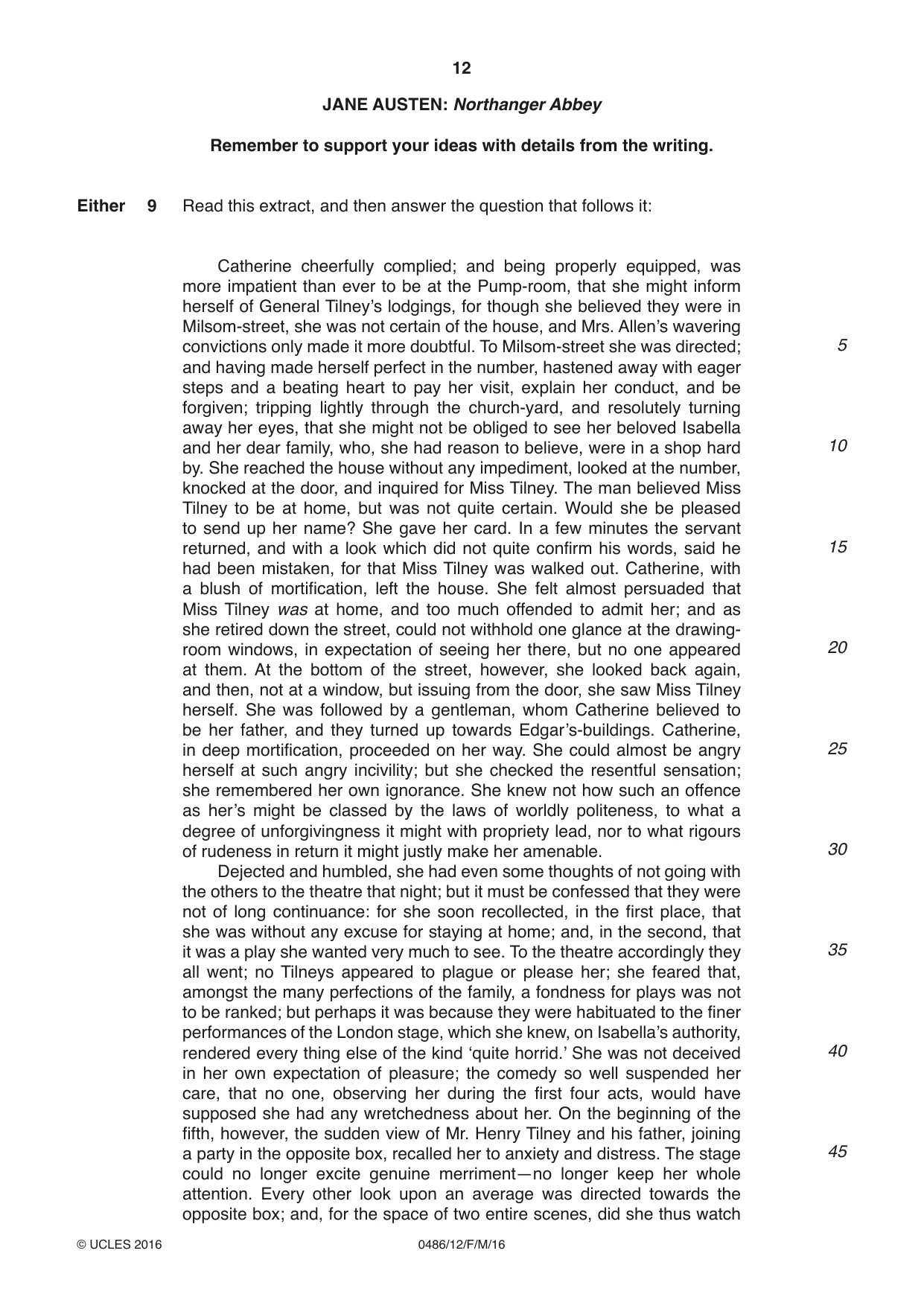 Cambridge IGCSE English - Literature 0486 2016 Feb/March Paper 1 · Variant 2 question paper, page 12 of 28