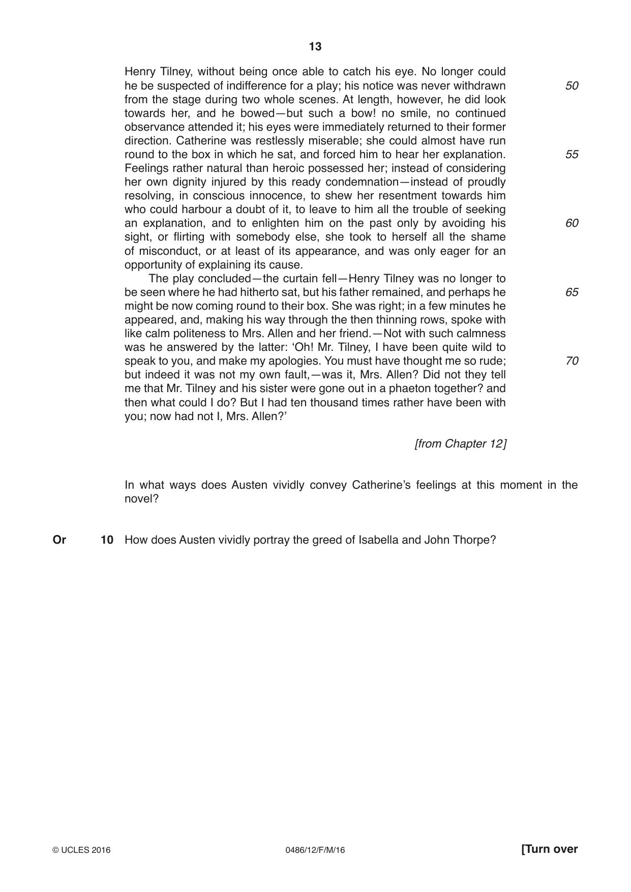 Cambridge IGCSE English - Literature 0486 2016 Feb/March Paper 1 · Variant 2 question paper, page 13 of 28