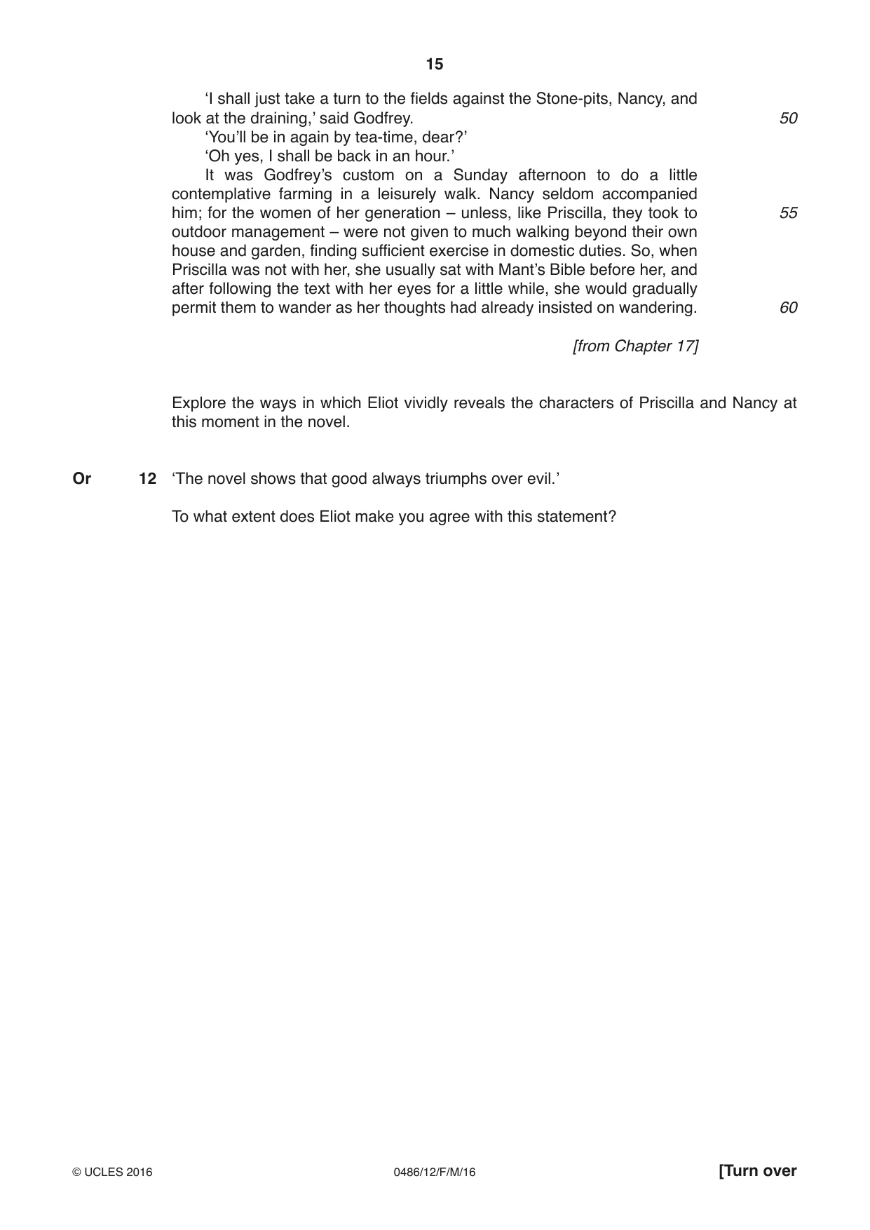 Cambridge IGCSE English - Literature 0486 2016 Feb/March Paper 1 · Variant 2 question paper, page 15 of 28