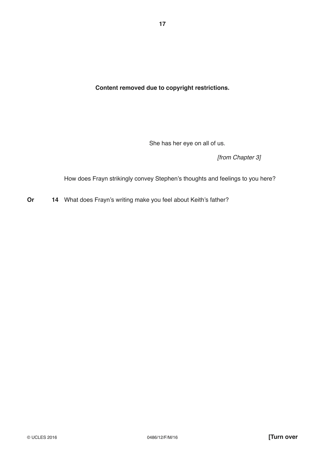 Cambridge IGCSE English - Literature 0486 2016 Feb/March Paper 1 · Variant 2 question paper, page 17 of 28