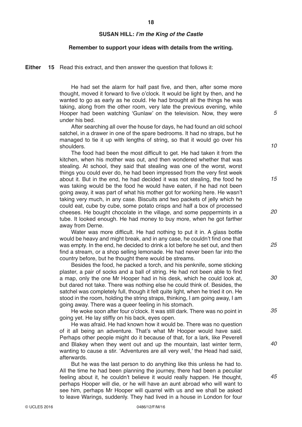Cambridge IGCSE English - Literature 0486 2016 Feb/March Paper 1 · Variant 2 question paper, page 18 of 28