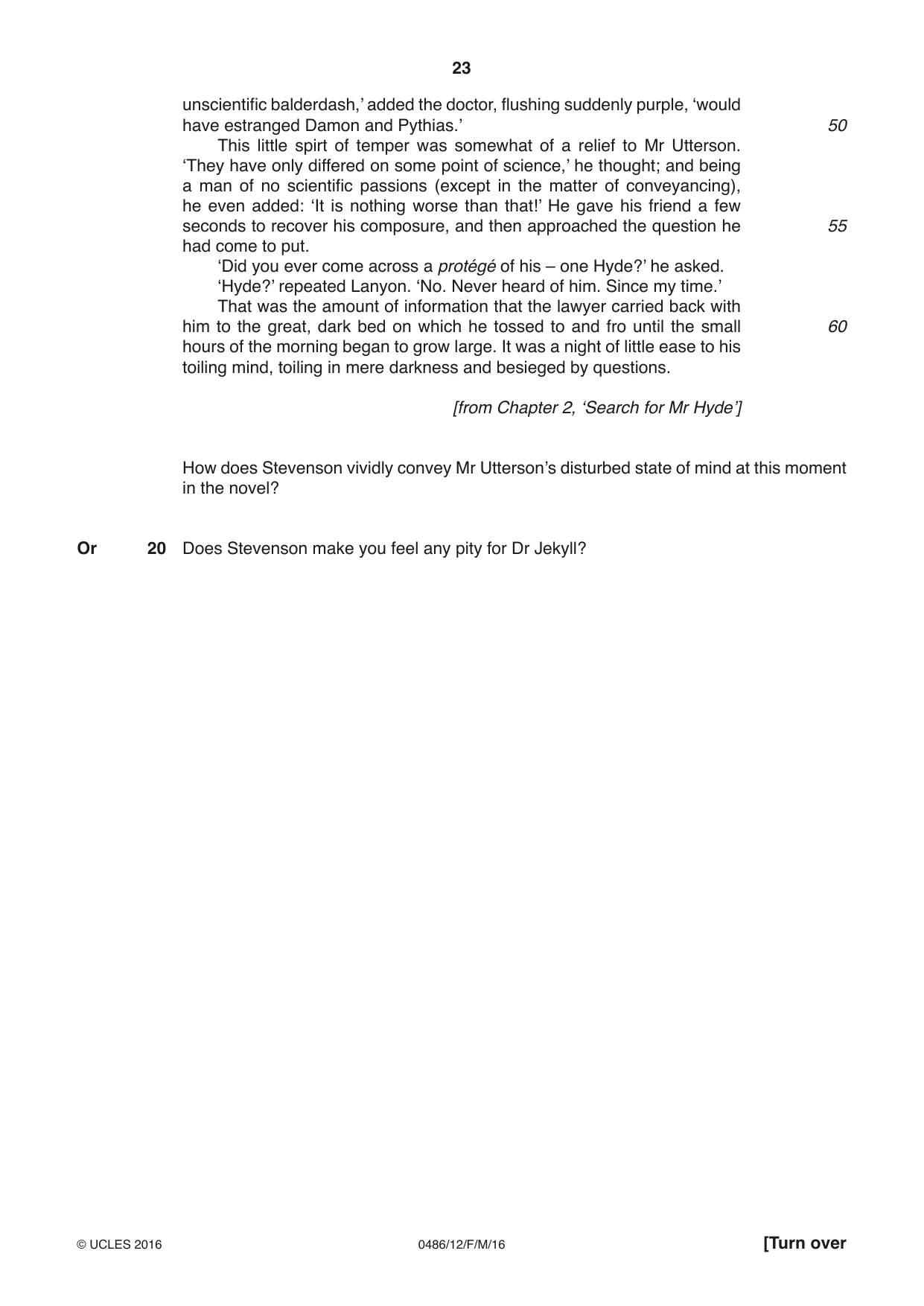 Cambridge IGCSE English - Literature 0486 2016 Feb/March Paper 1 · Variant 2 question paper, page 23 of 28