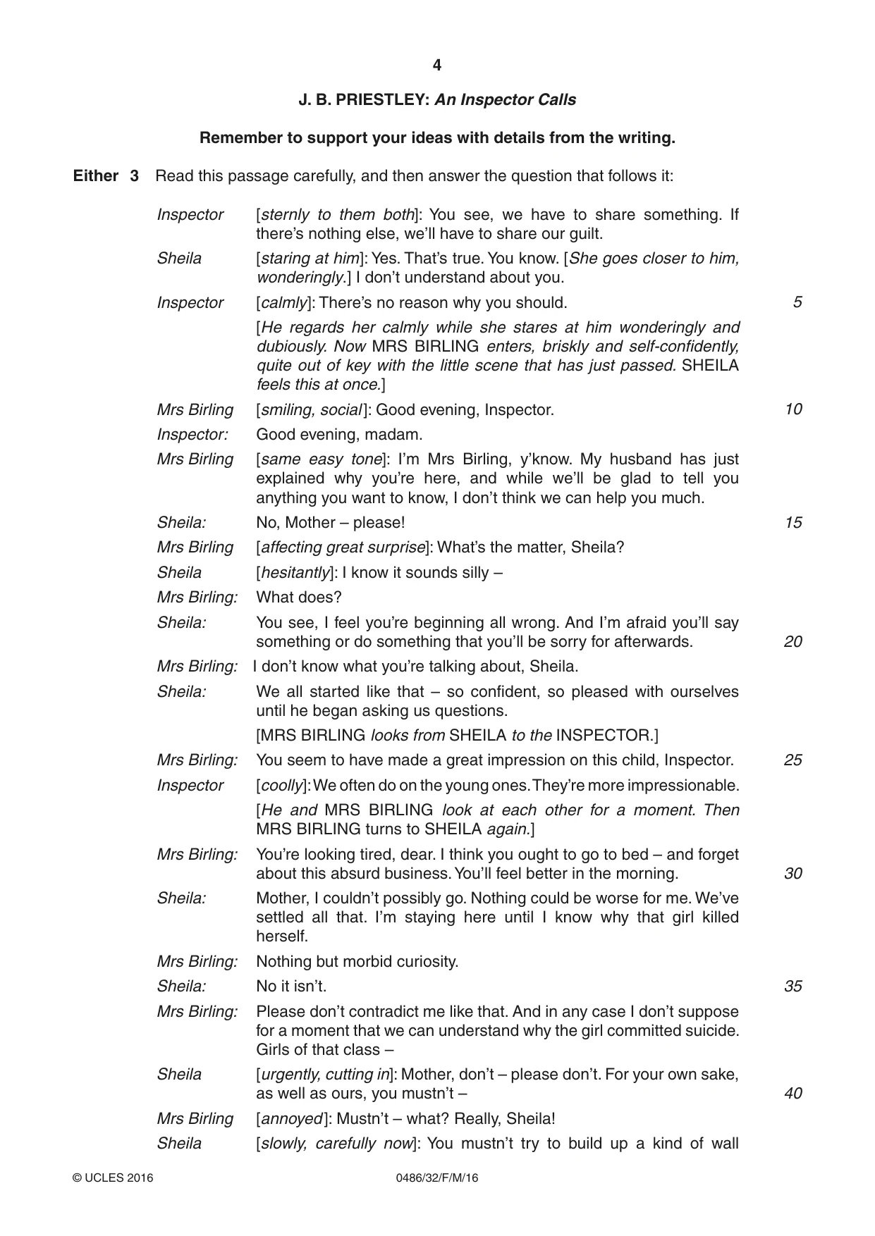 Cambridge IGCSE English - Literature 0486 2016 Feb/March Paper 3 · Variant 2 question paper, page 4 of 12