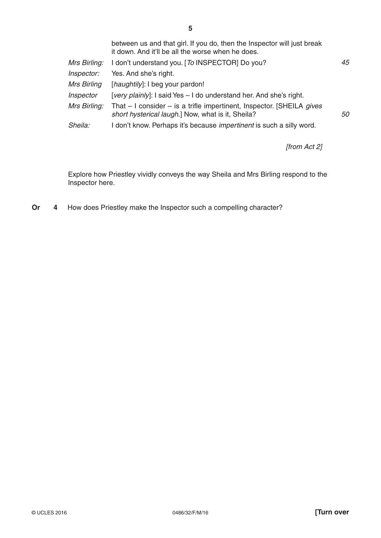 Cambridge IGCSE English - Literature 0486 2016 Feb/March Paper 3 · Variant 2 question paper, page 5 of 12